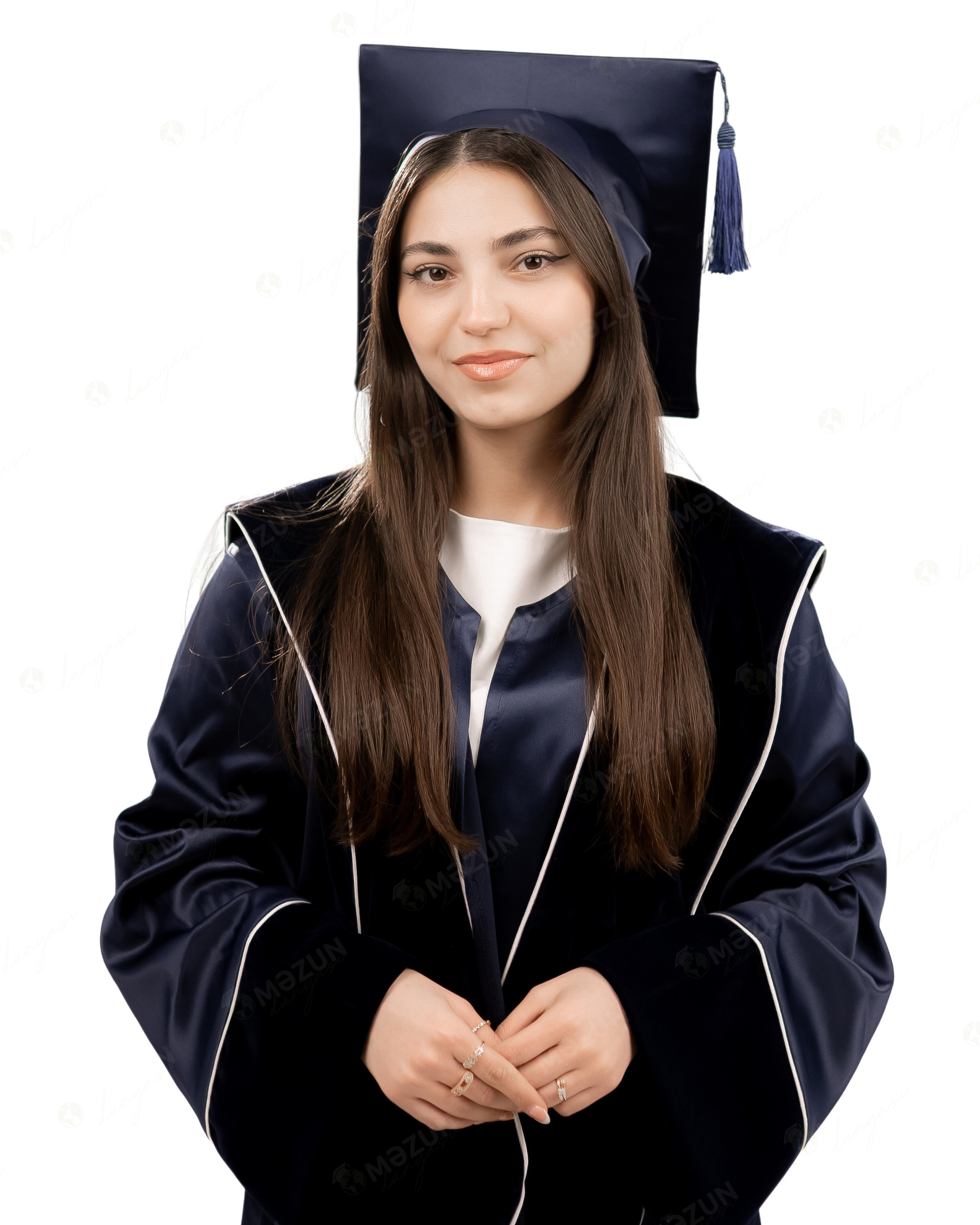 Premium göy — Velur qolla. Məzun geyimləri və akssesuarları