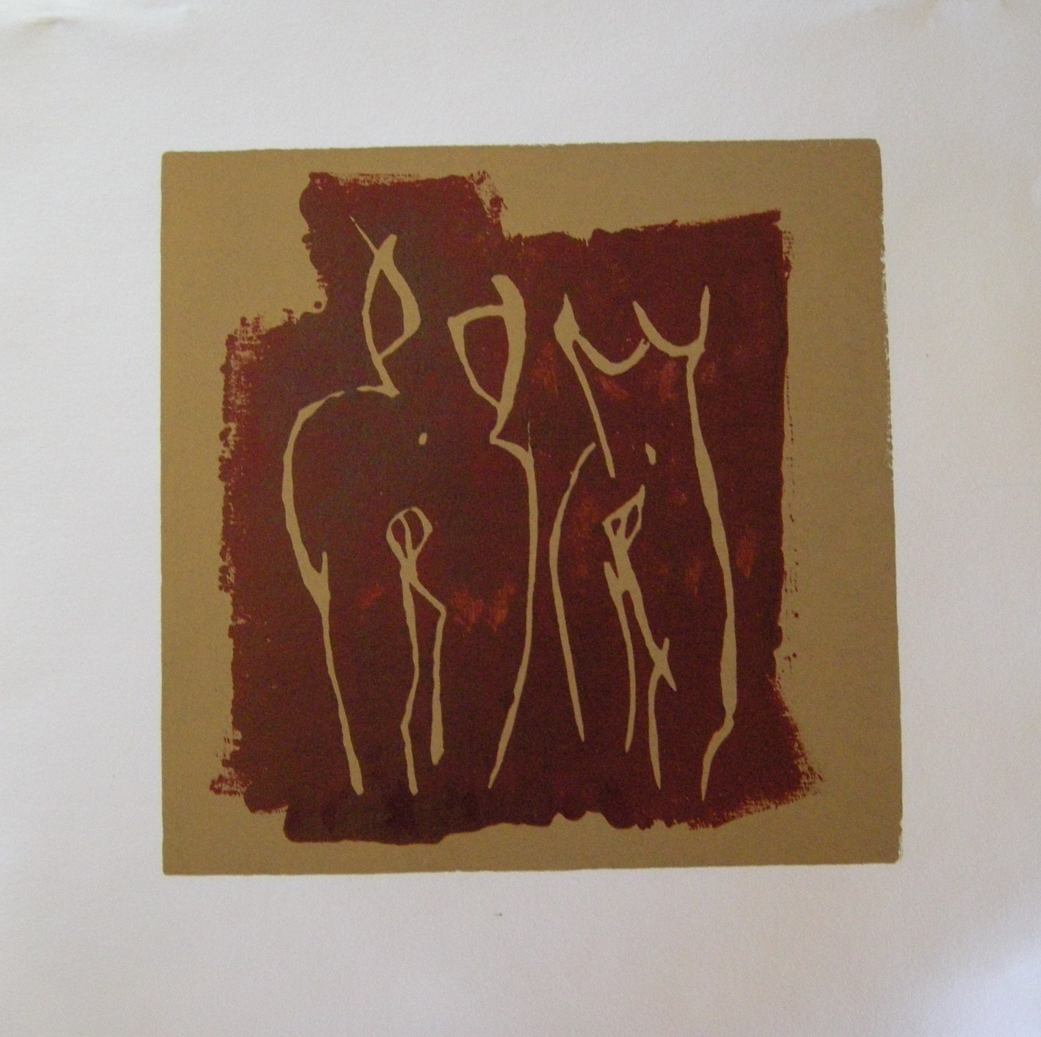 Akt rot-gold 2025 - 20x20 auf Papier 30x30