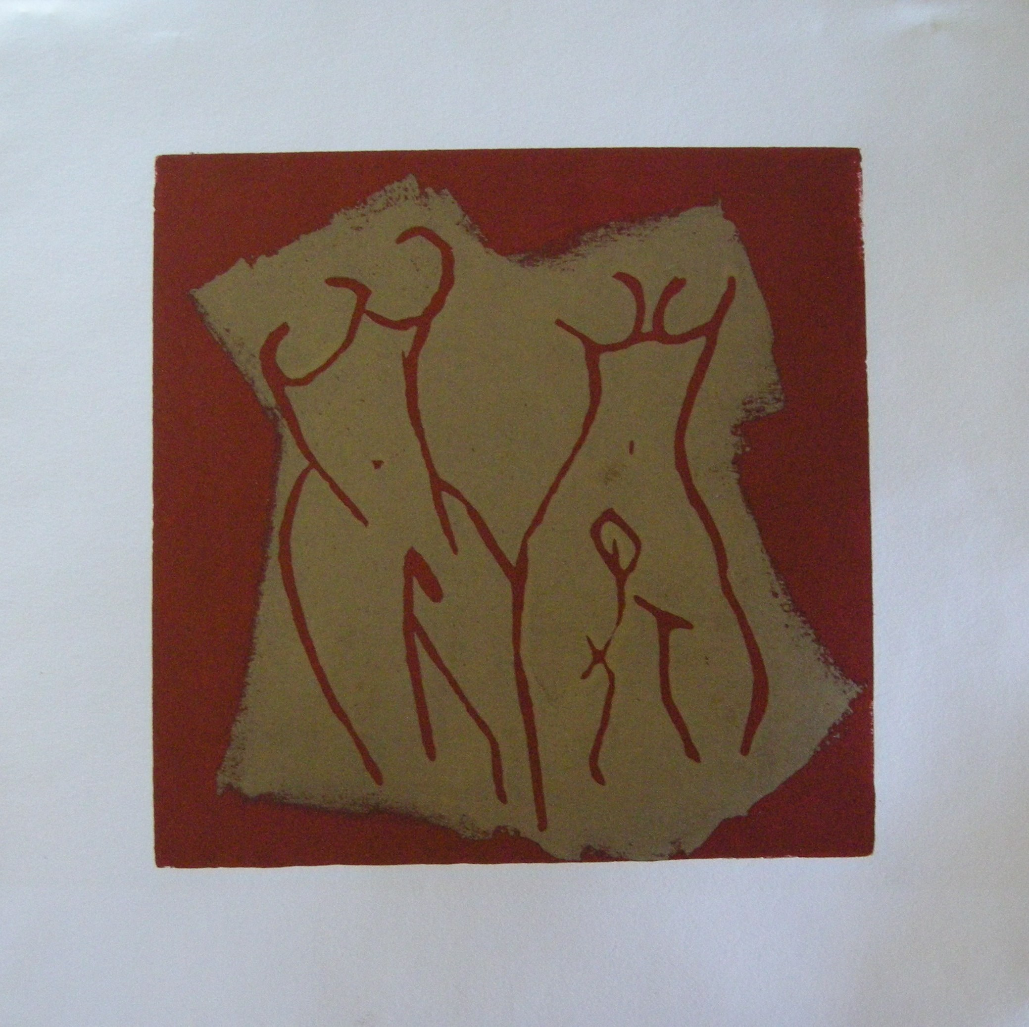 Akt rot-gold 2025 - 20x20 auf Papier 30x30