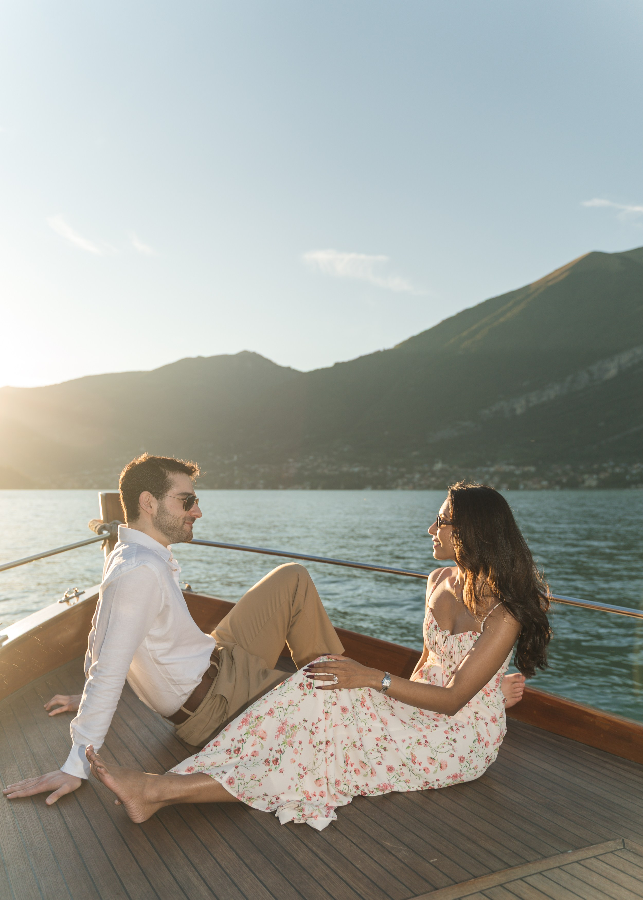 Villa Balbianello Luxury Boat Proposal. Proposal Photographer in Lake Como