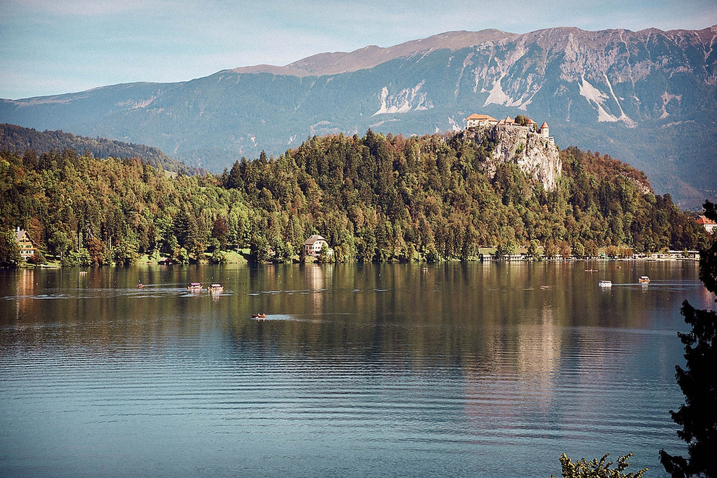 Panoramic Bled Castle view from Japanese couple's suite Vila Bled.