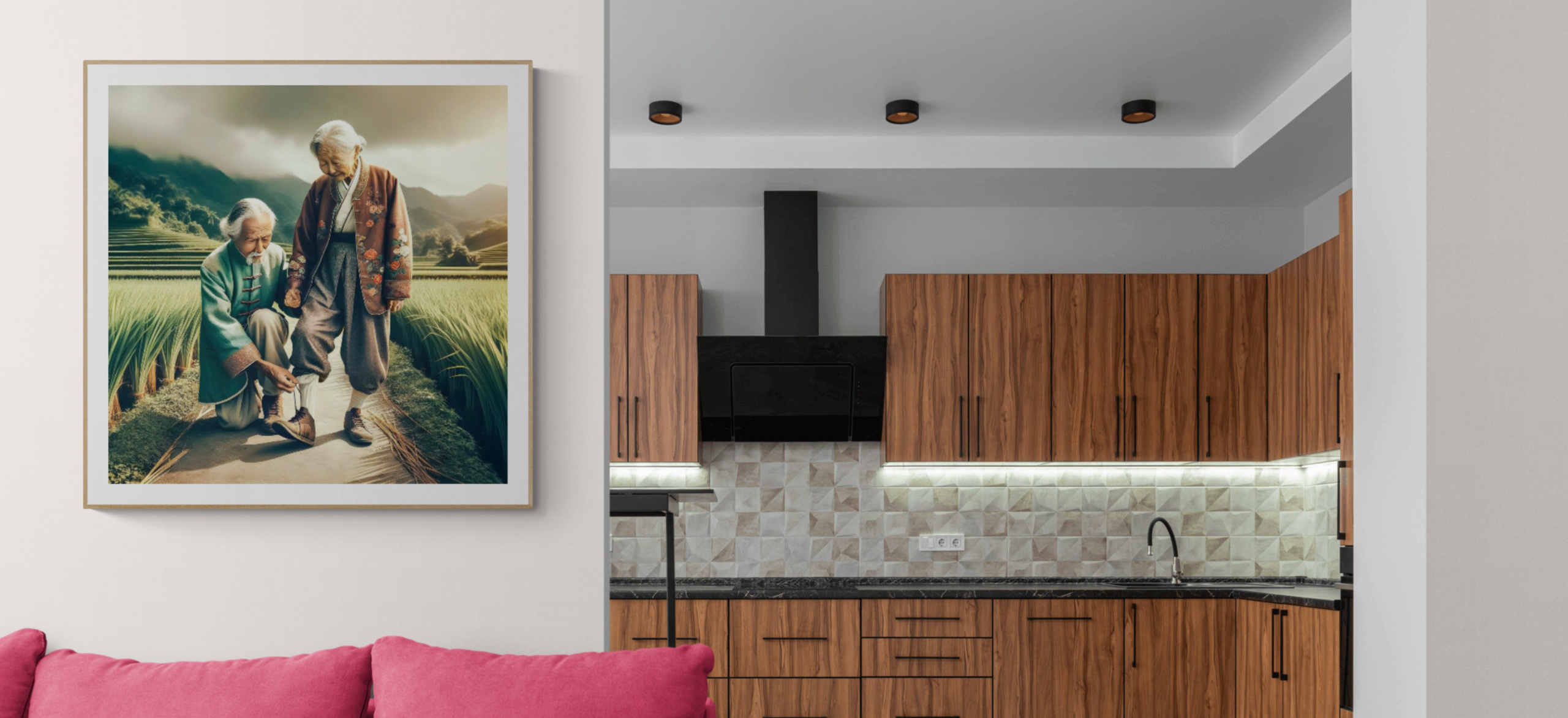 Digital painting for interior “Eternal love”. AI Photo Retoucher and Image Restorer Zhanna Ognivo