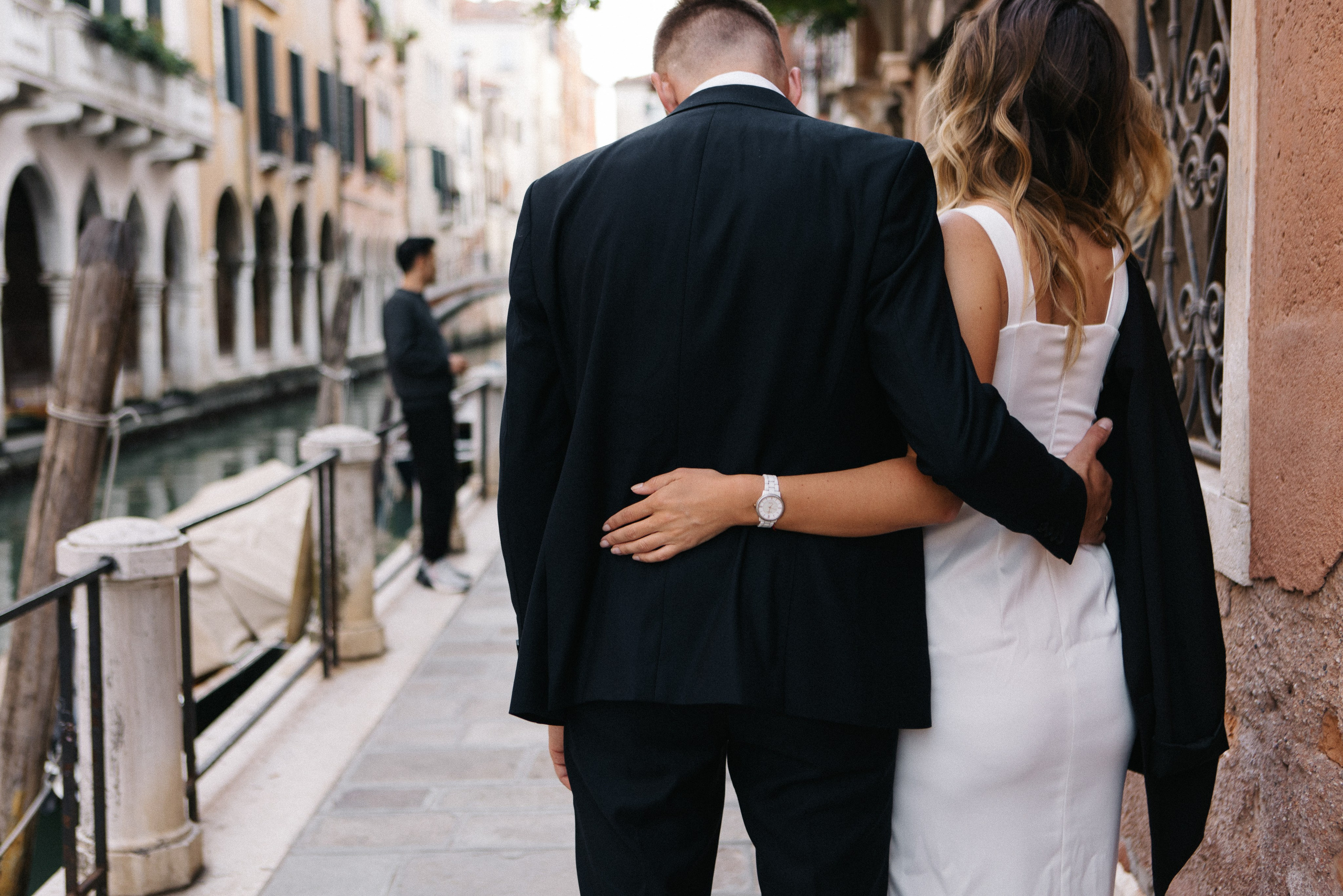 Love story in night Venice