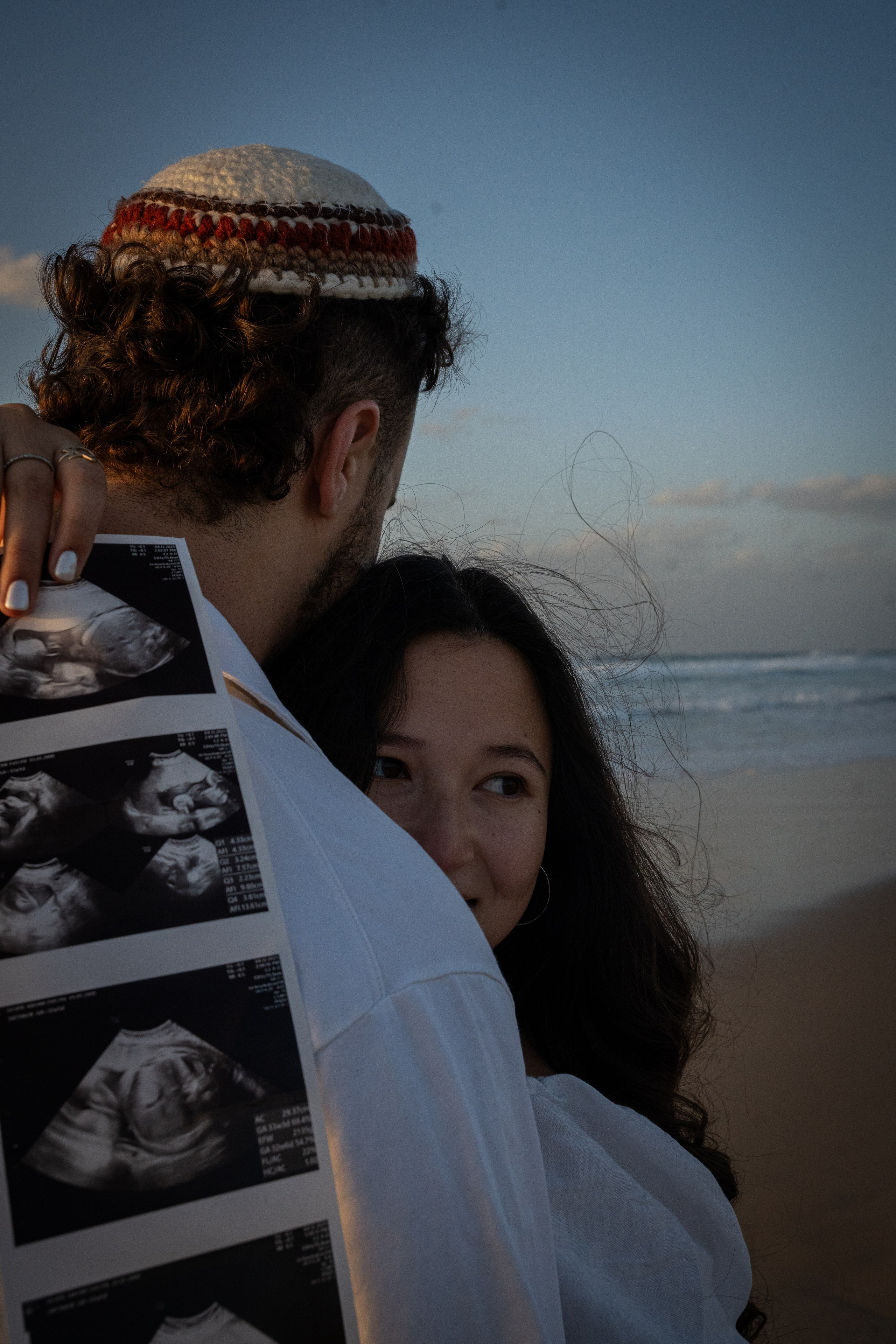 Naomi & Surli, Jaffa Beach, December 2025. Divign By Tehilah — Meaningful Graphic Design & Photography