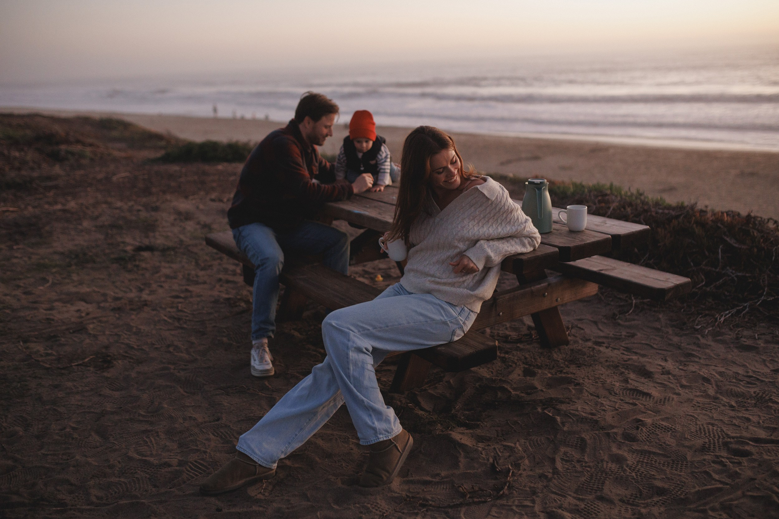 Beach family time Venice California sunset