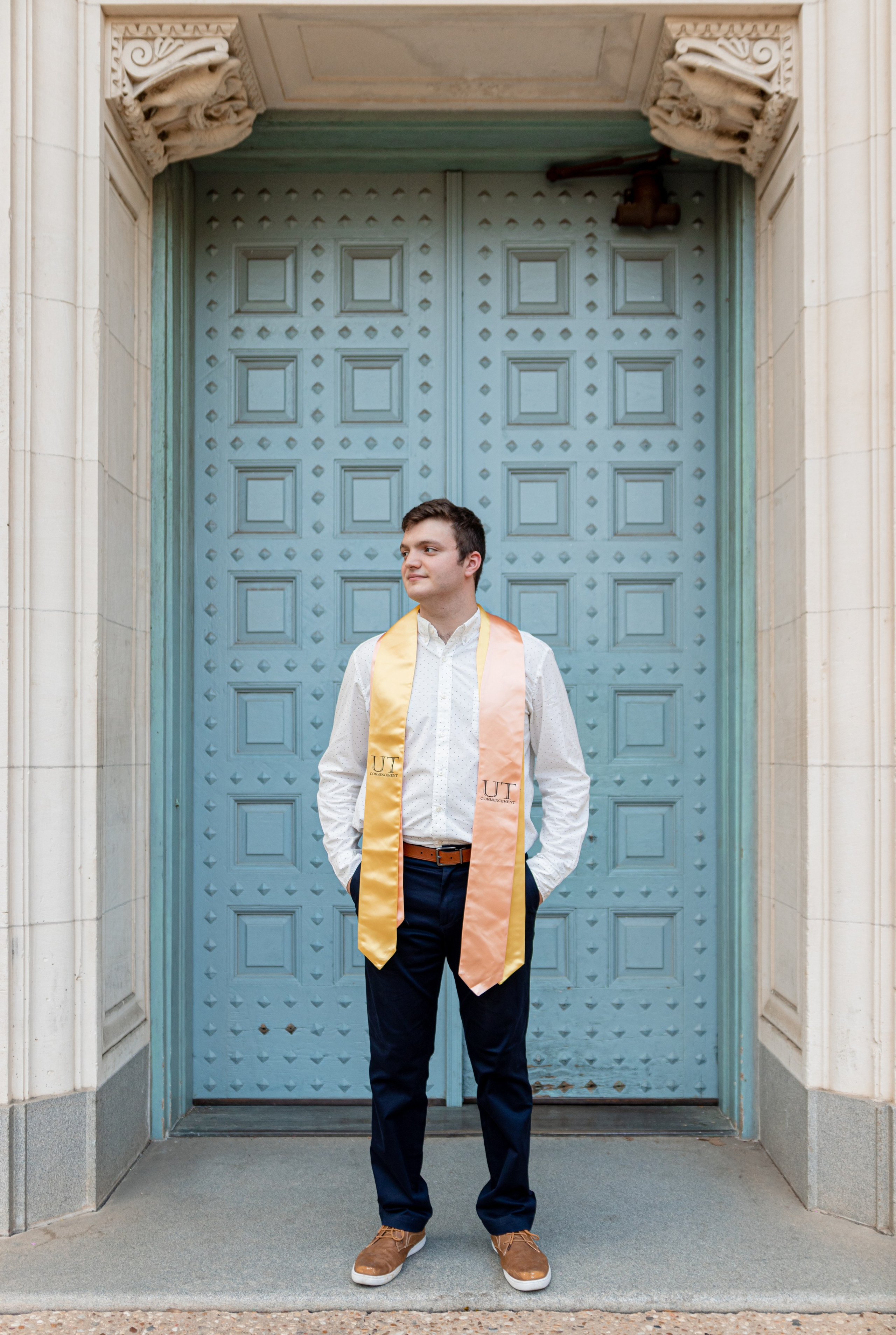 Aaron's graduation photoshoot at the University of Texas in Austin