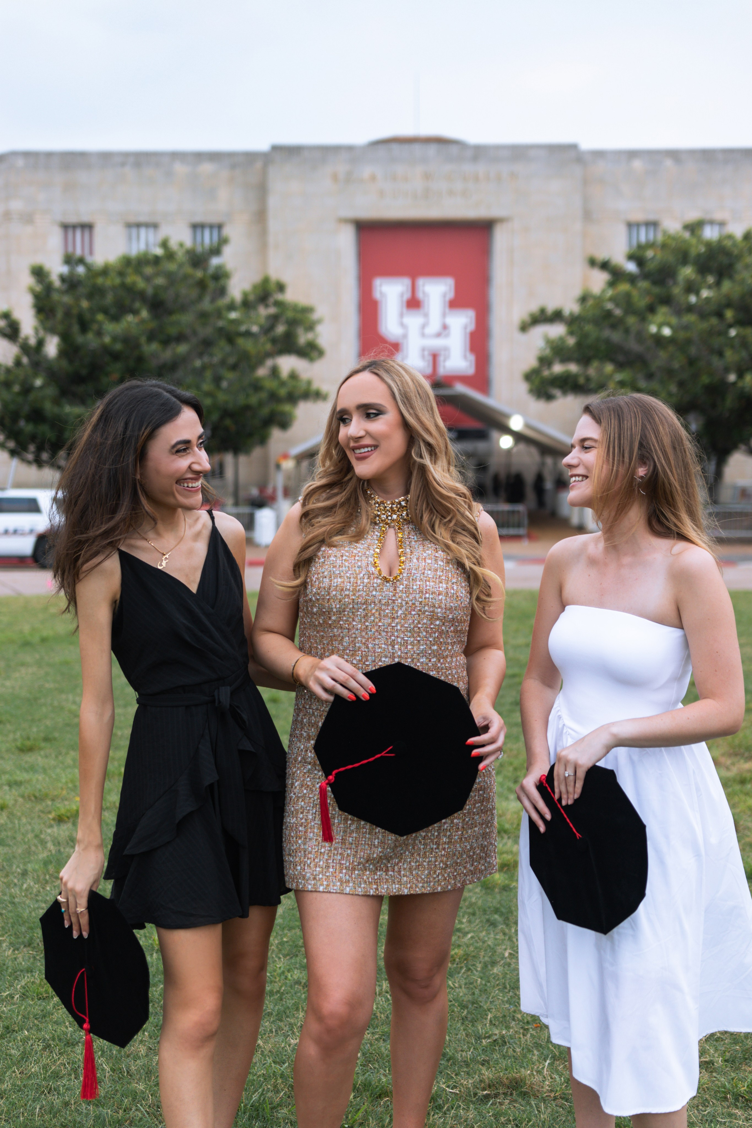 Group graduation photoshoot at the University of Houston