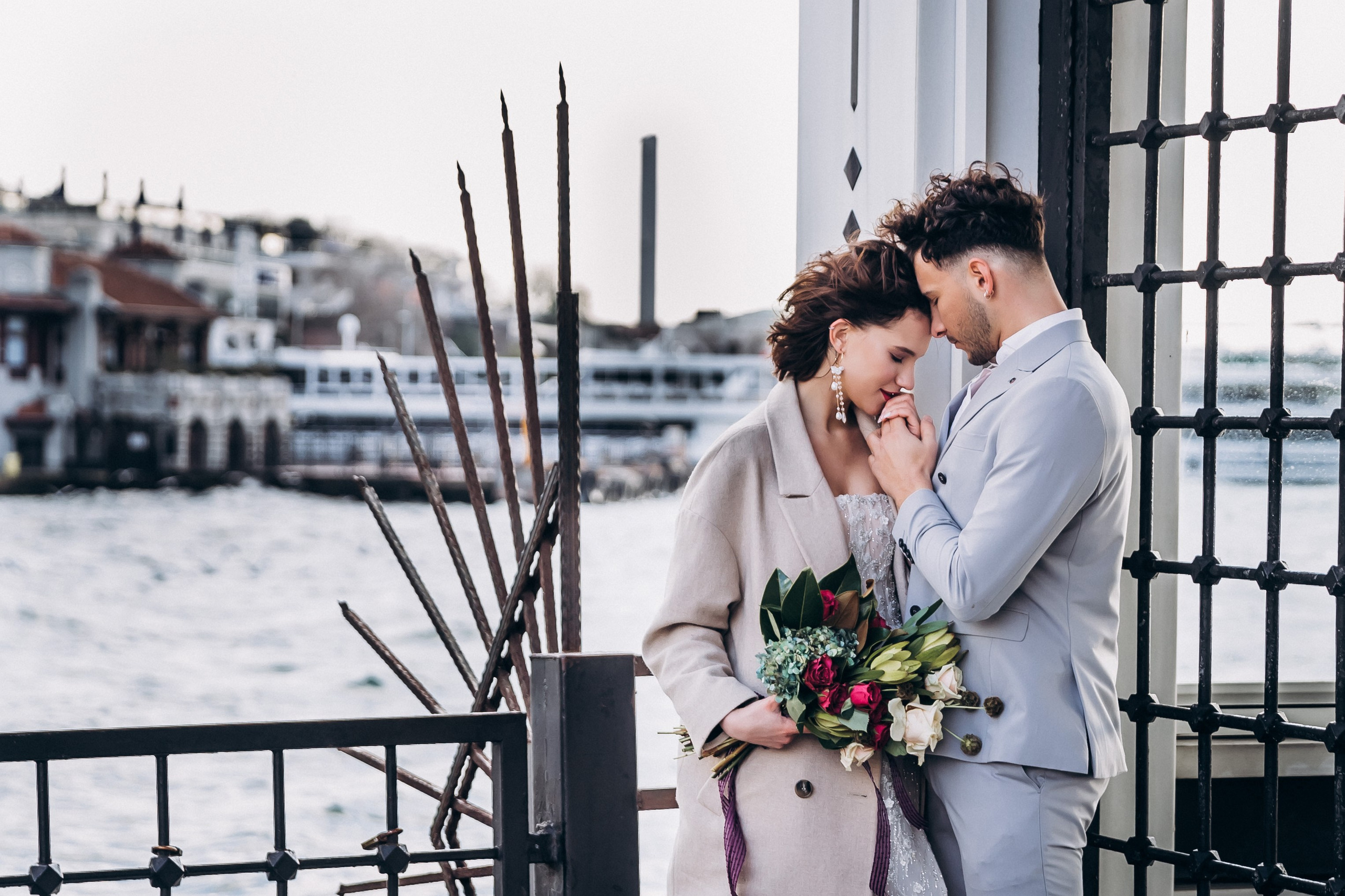 Wedding in Turkey – romantic couple portrait with Bosphorus sunset