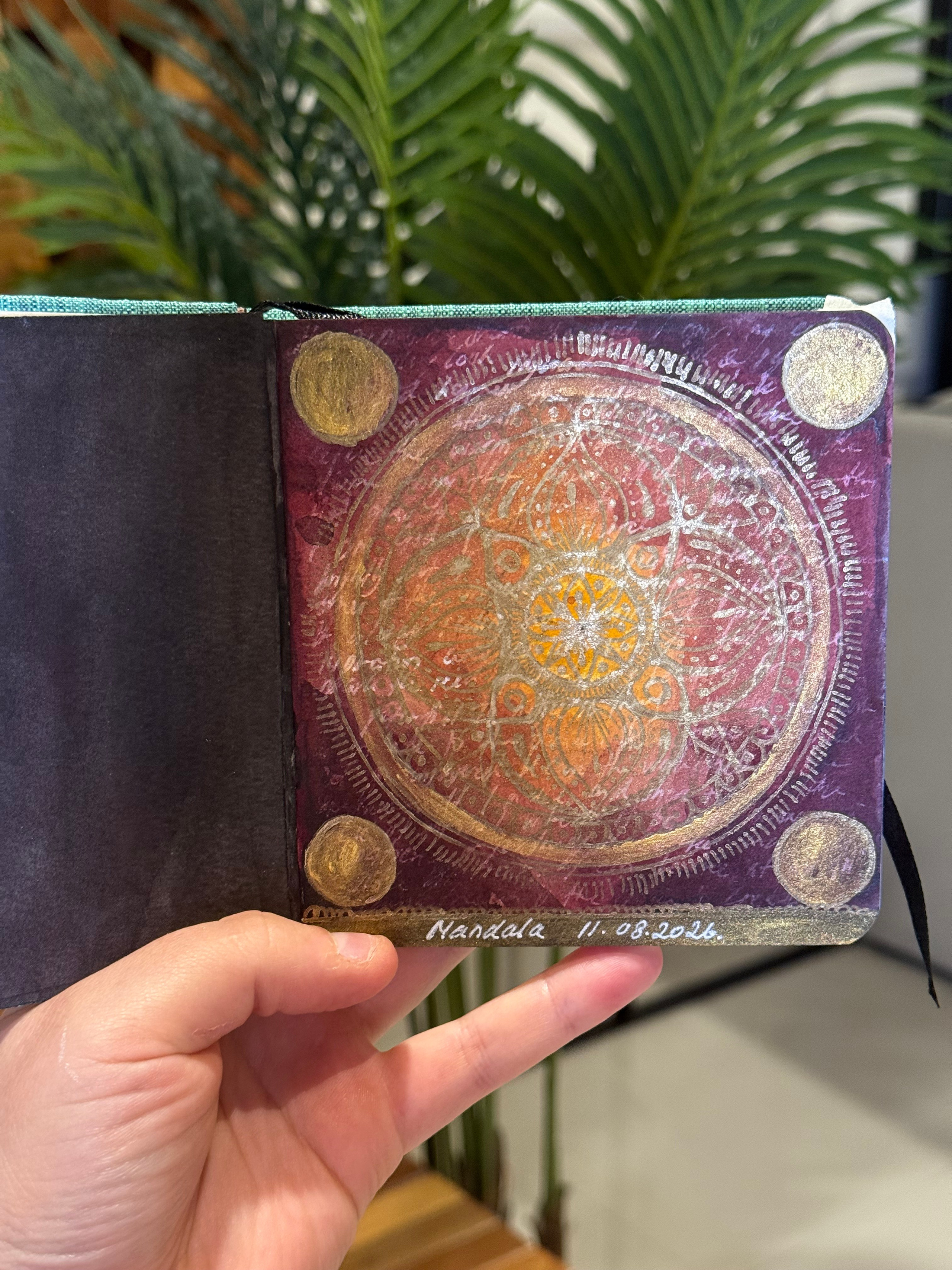 Watercolour & metallic paint pen in 100% cotton watercolour sketchbook.