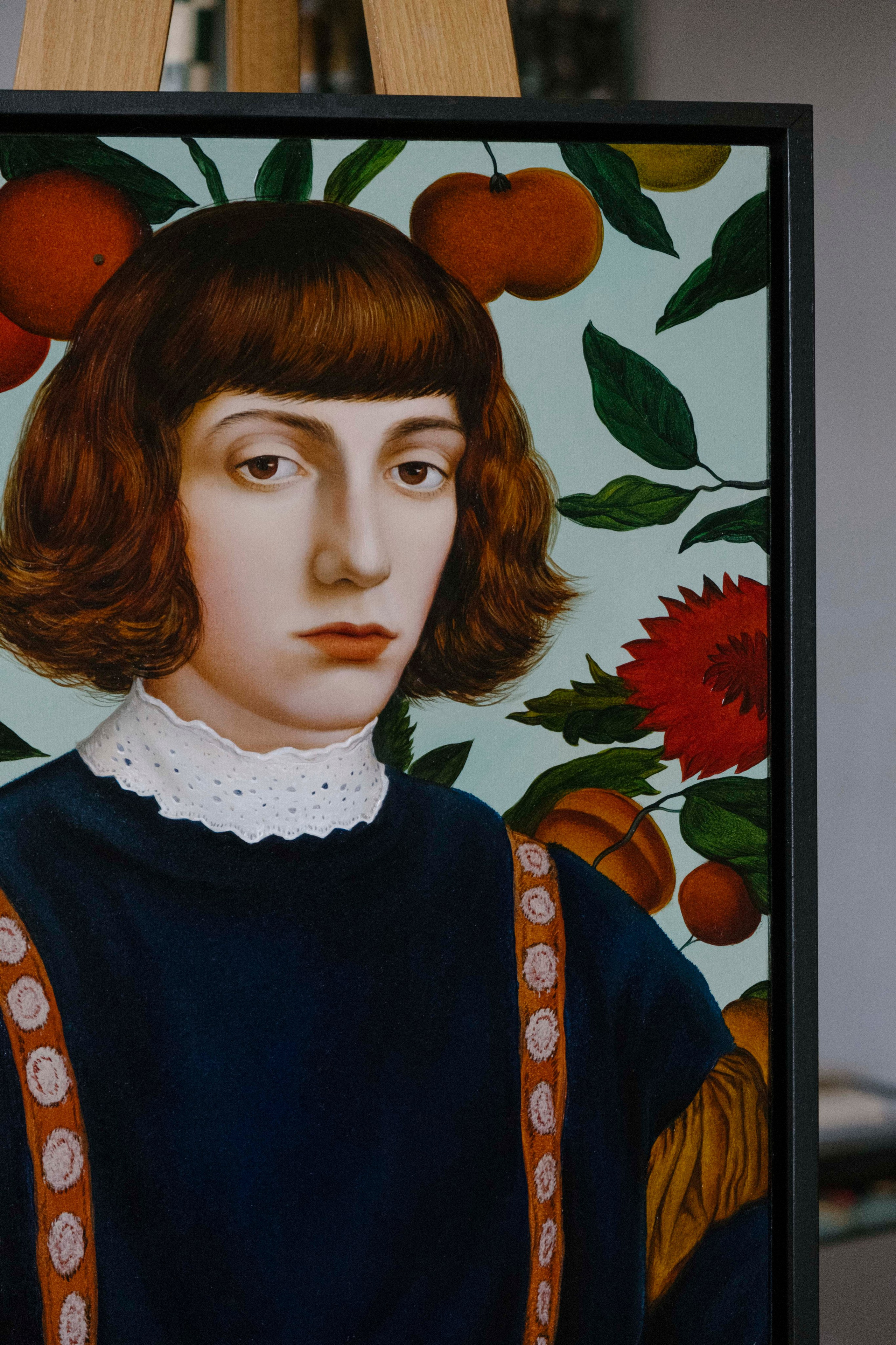 Portrait on a Turquoise background. ELEN BEZHEN