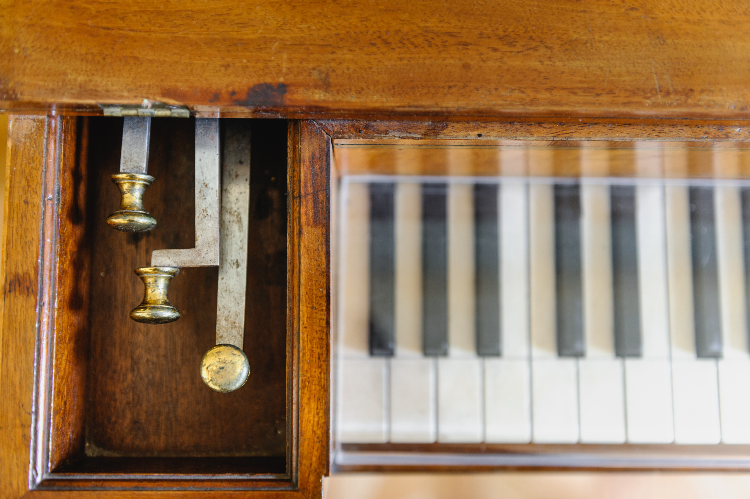 An old piano. The Royal Baths Museum in Warsaw.