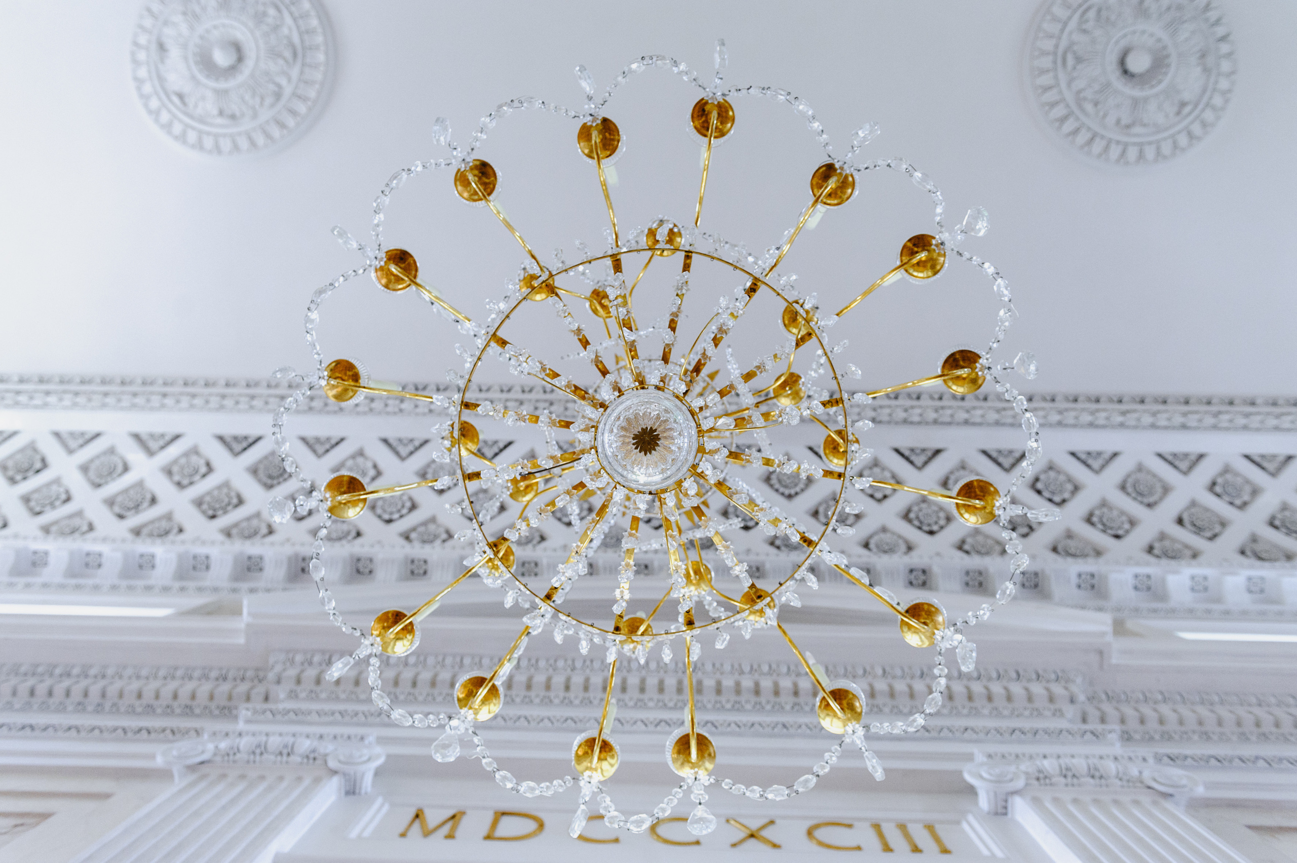 Chandelier, view from below. The Royal Baths Museum in Warsaw.