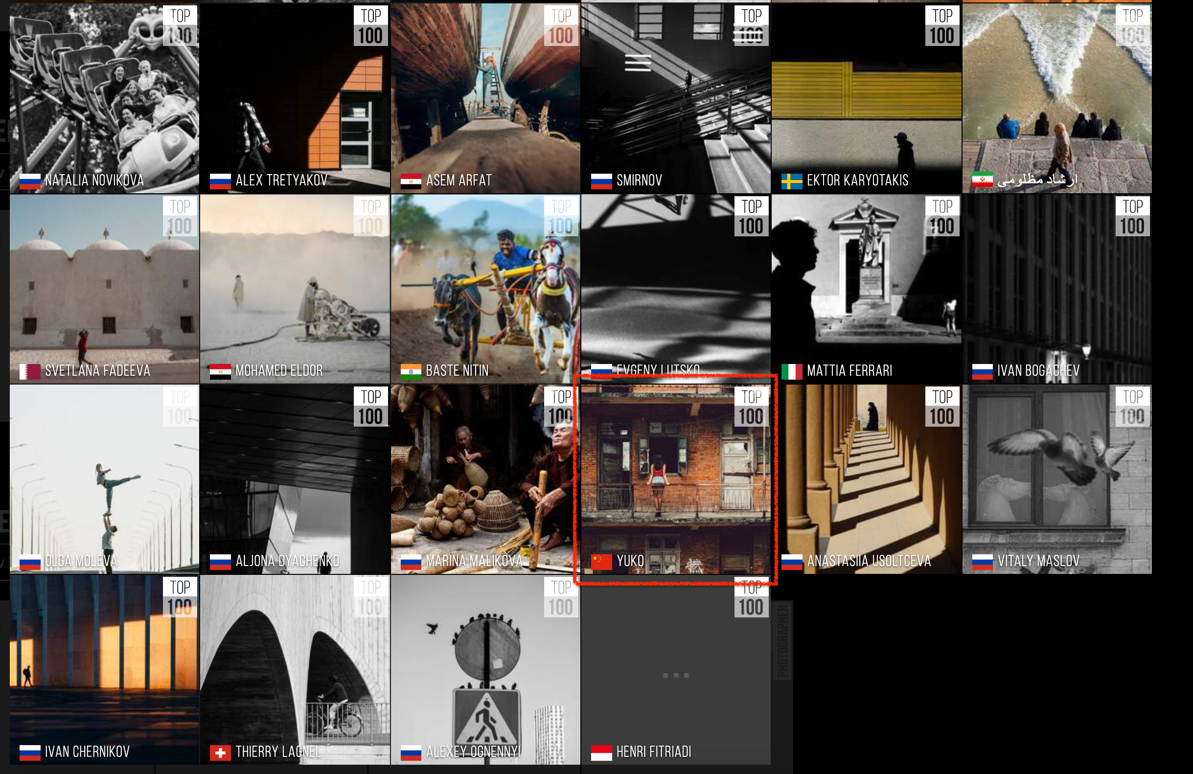 My work was selected in the Street Photography category in the TOP 100 Photographers Winners YUKOPHOTOGRAPHY