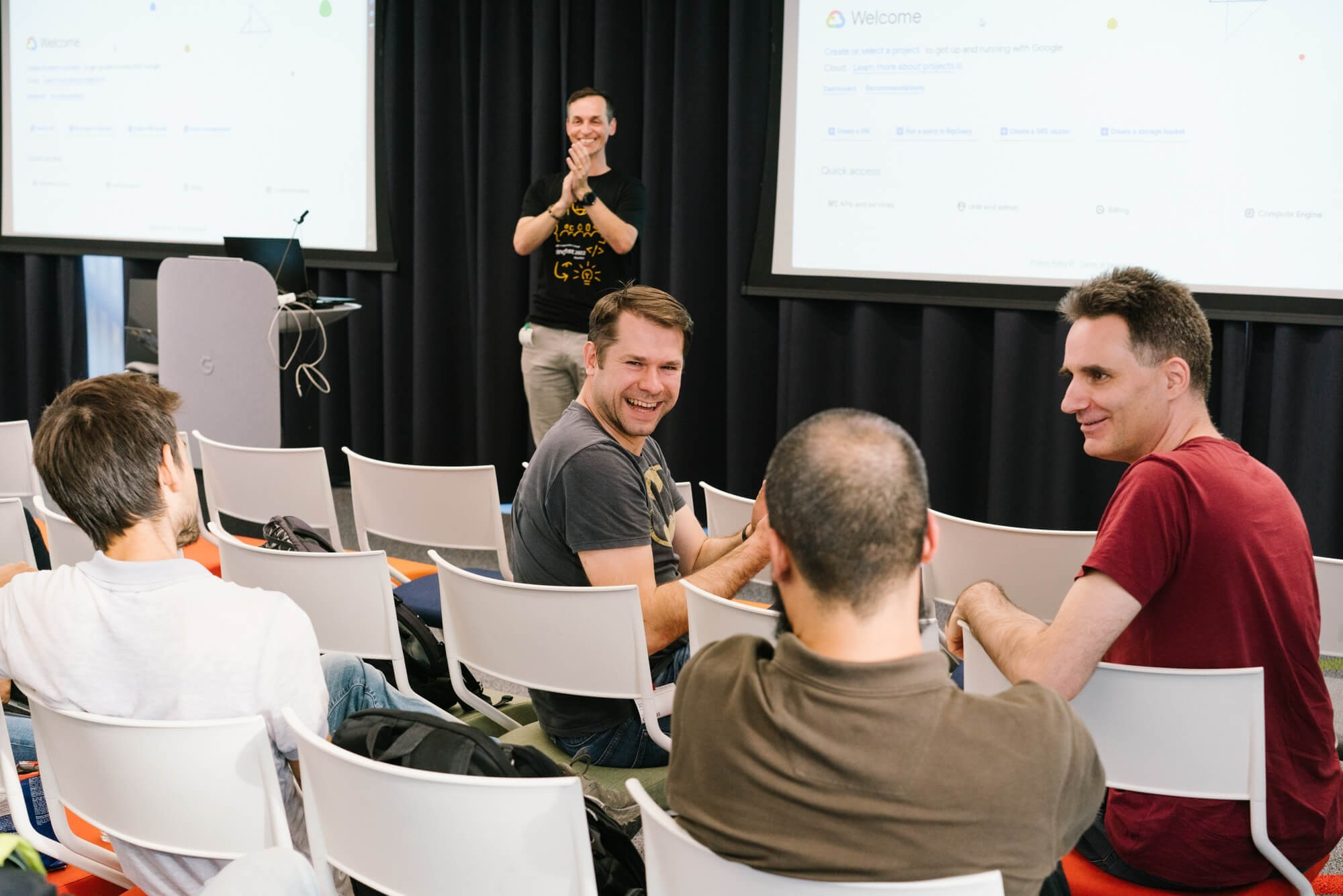 Audience reactions during a talk at a community event
