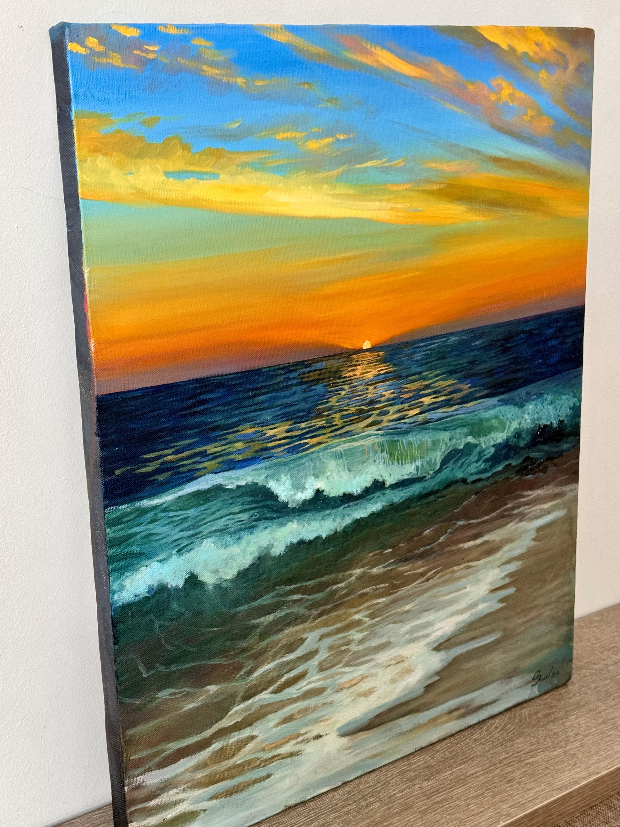 «Big wave at sunset». Художник живописец Савелова Ольга