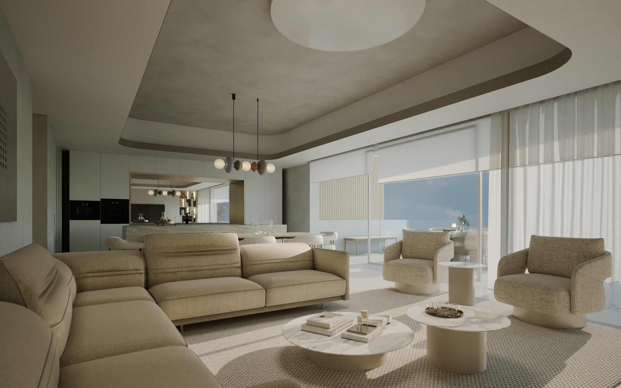 OBÝVACÍ POKOJ S JÍDELNOU A KUCHYNÍ. Filipenka architects