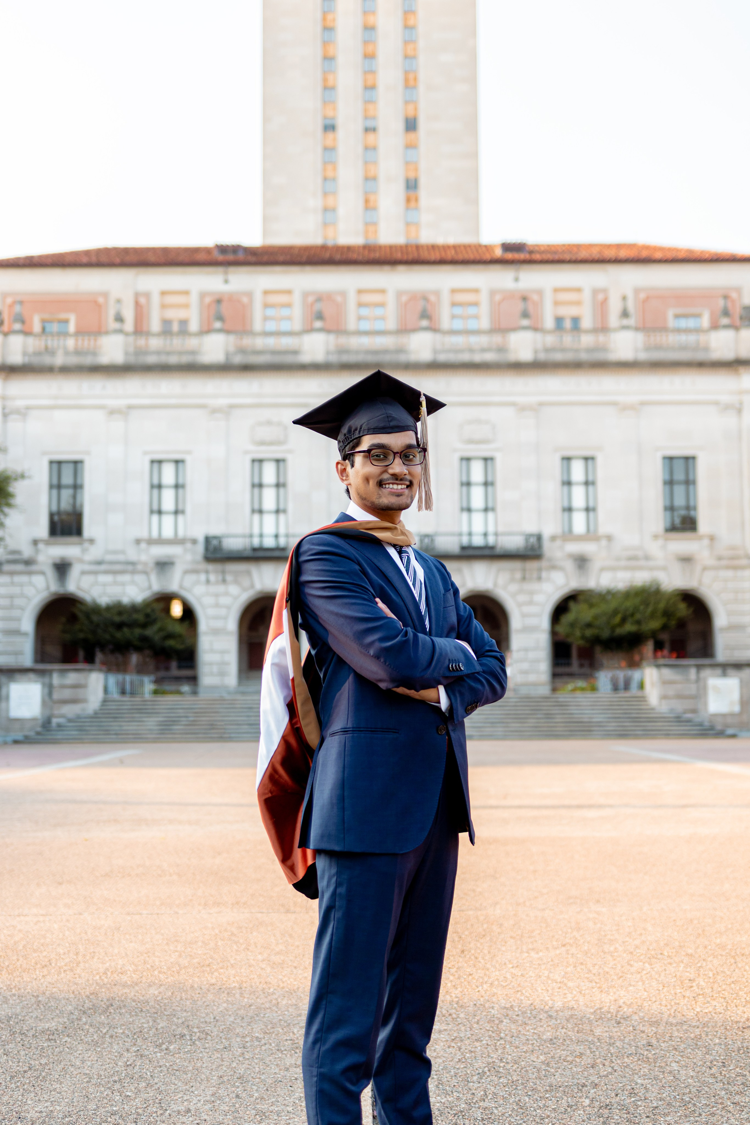 Samir's graduation photoshoot at the University of Texas Austin