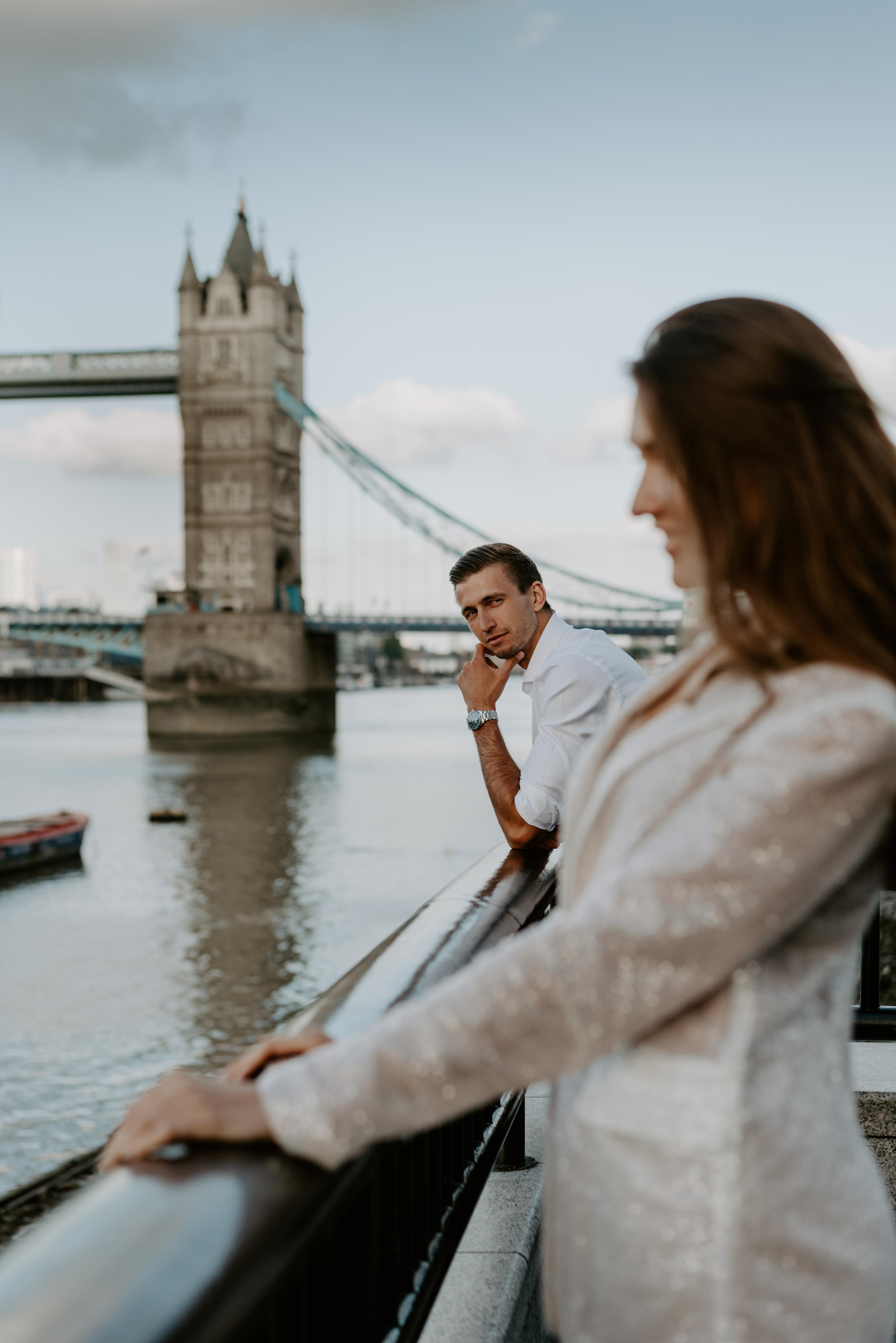 Pre wedding session by Tower Bridge. London portrait and family photographer