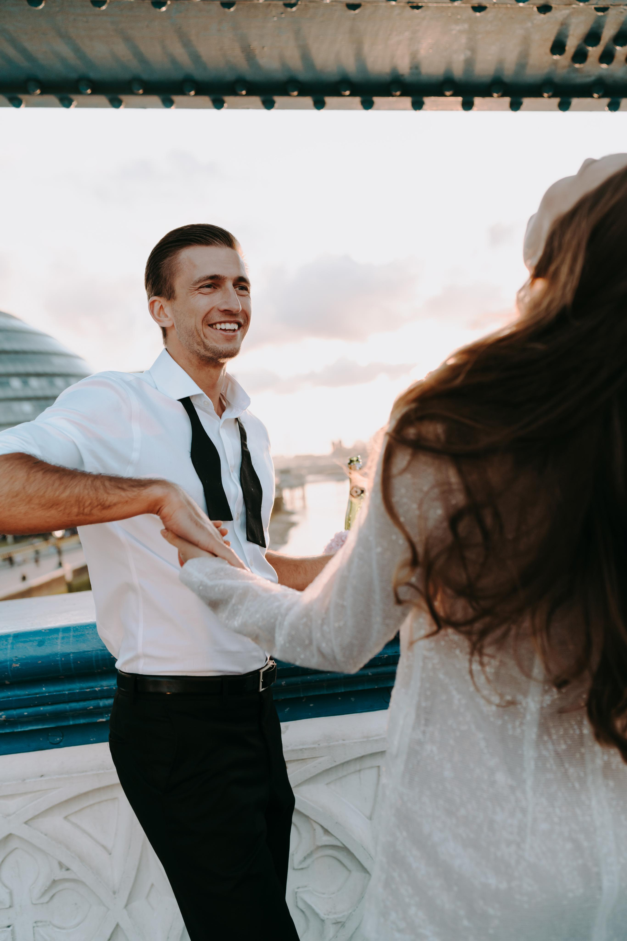 Pre wedding session by Tower Bridge. London portrait and family photographer