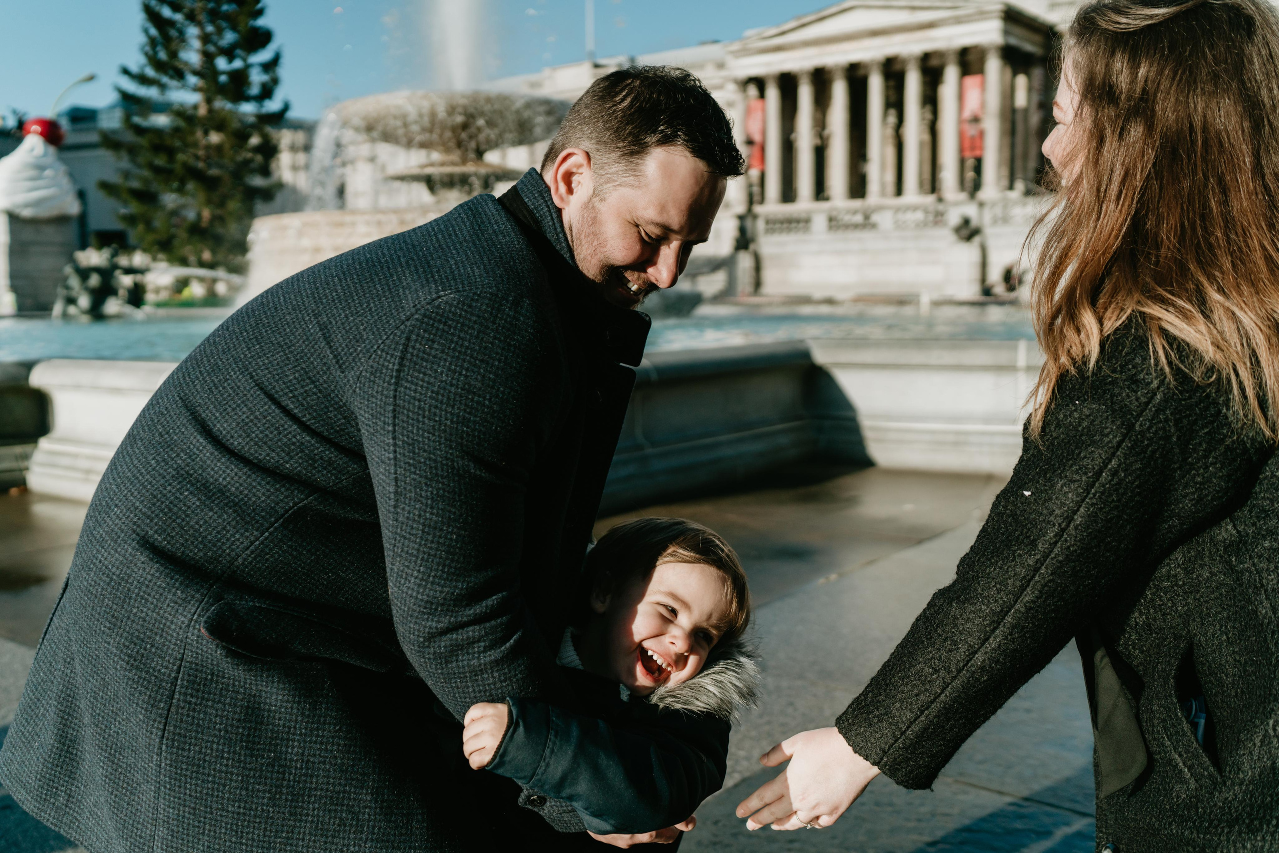 Family Christmas session in Covent Garden. London portrait and family photographer
