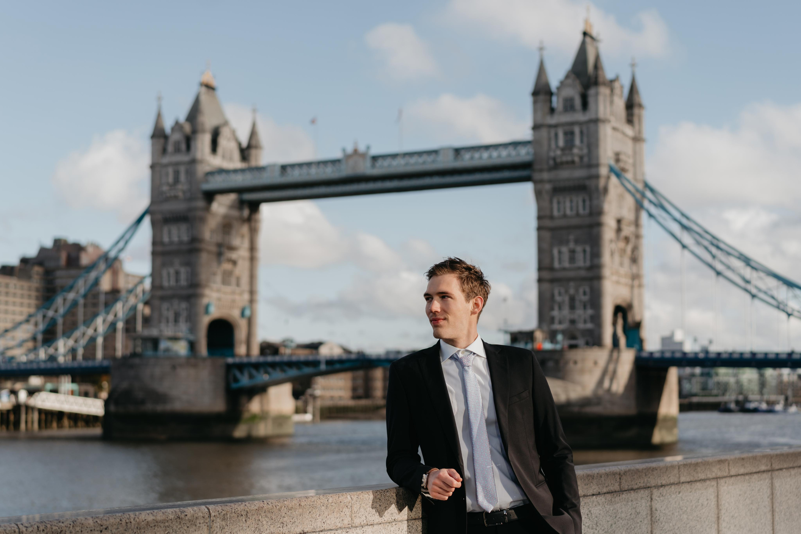 Wedding session by Tower Bridge and St Pauls Cathedral. London portrait and family photographer