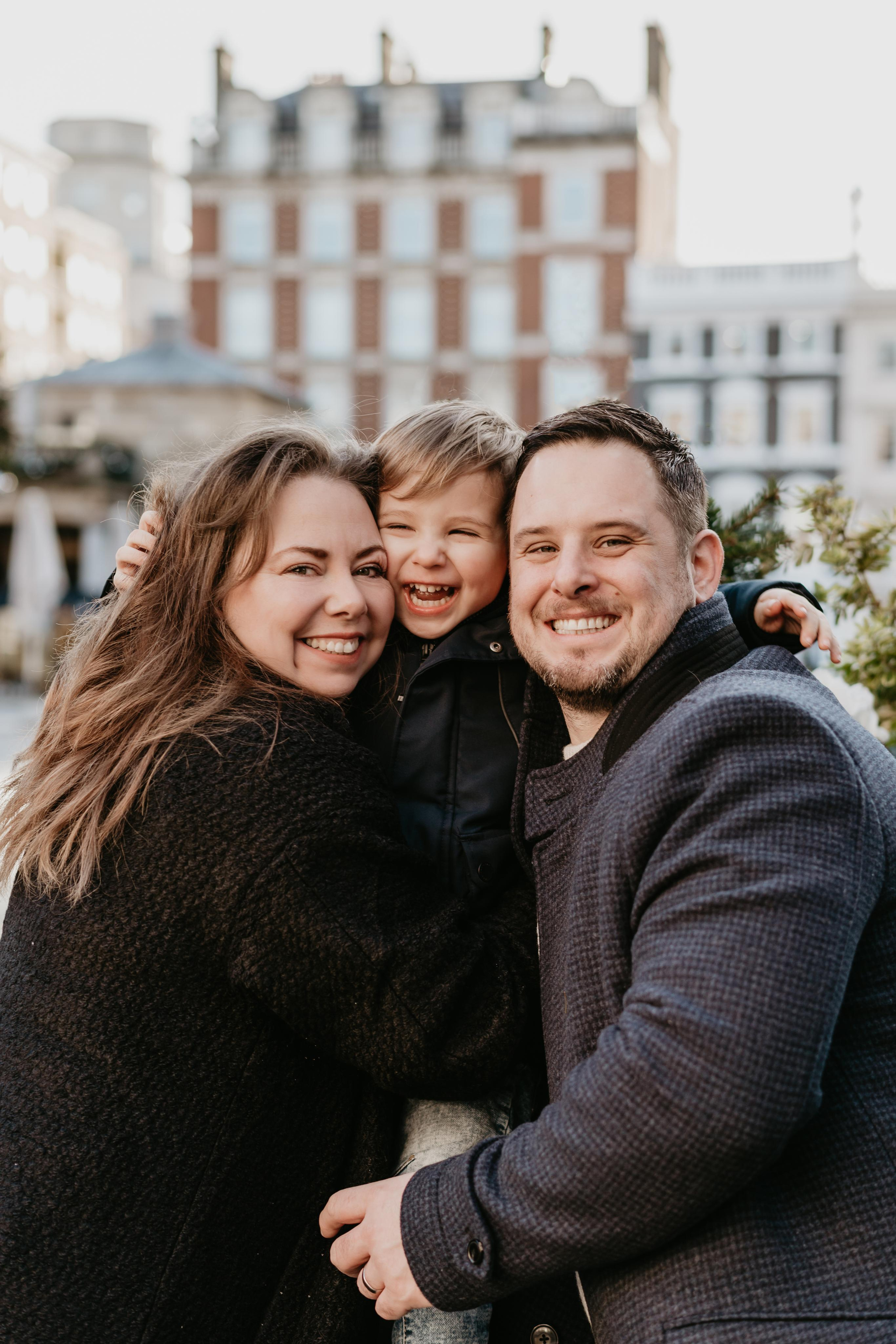Family Christmas session in Covent Garden. London portrait and family photographer