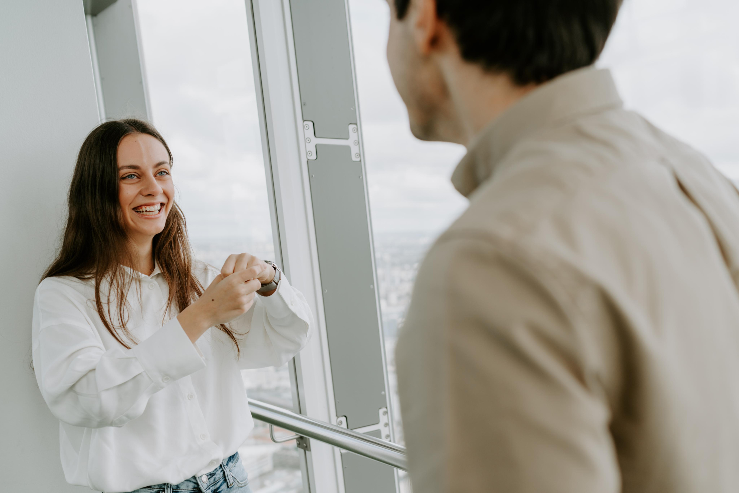 Proposal session by Tower Bridge. London portrait and family photographer