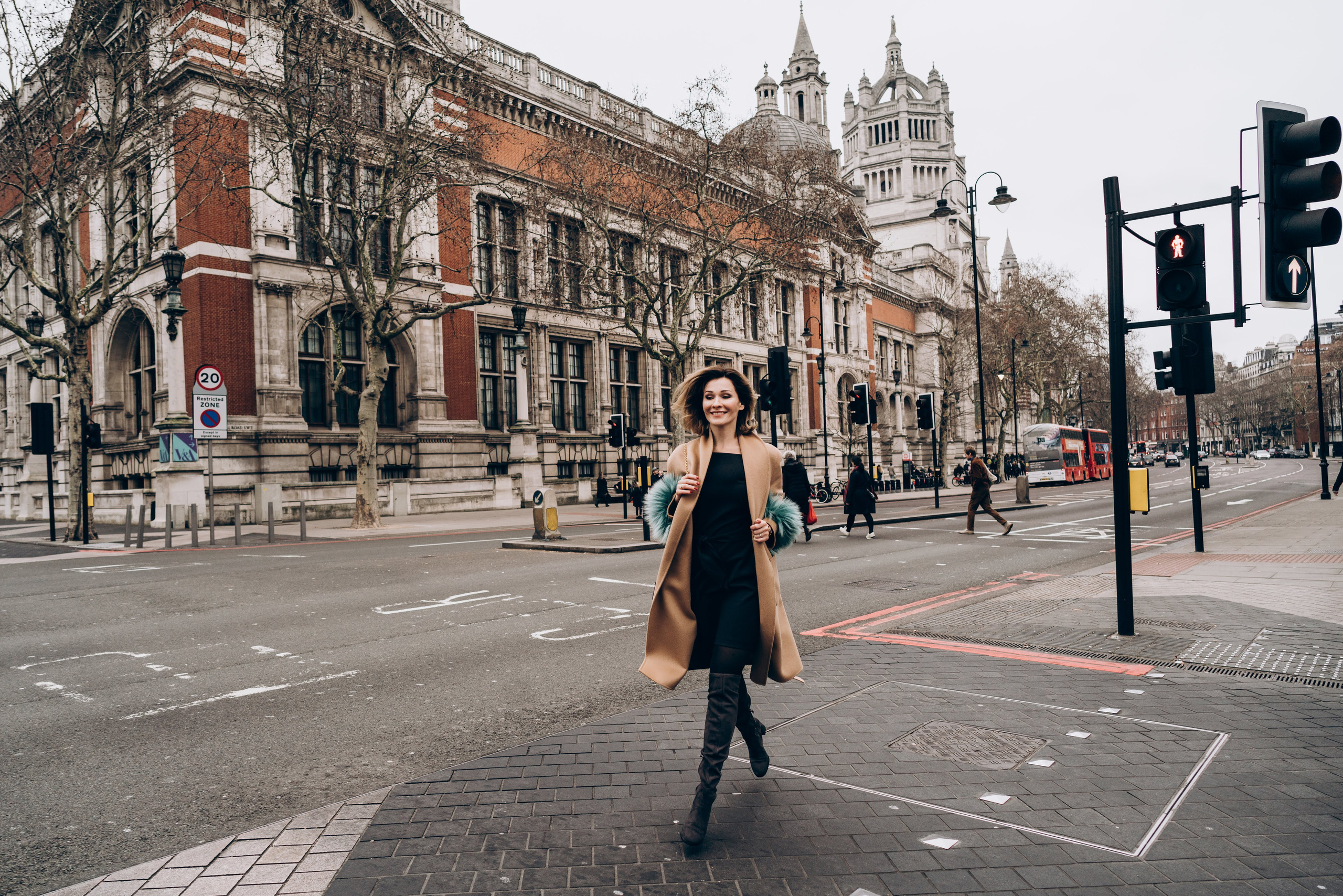 young women crossing the road 