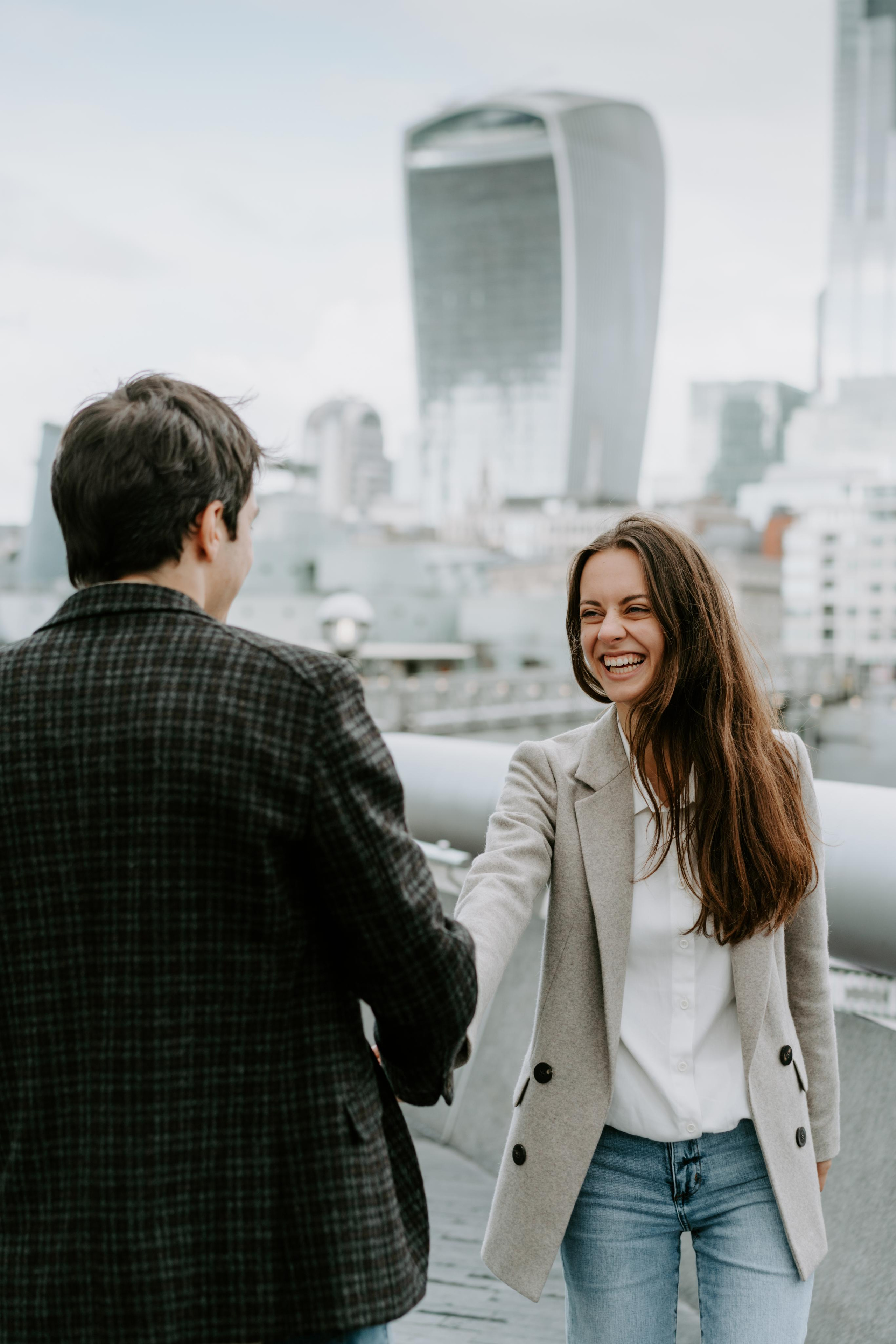Proposal session by Tower Bridge. London portrait and family photographer