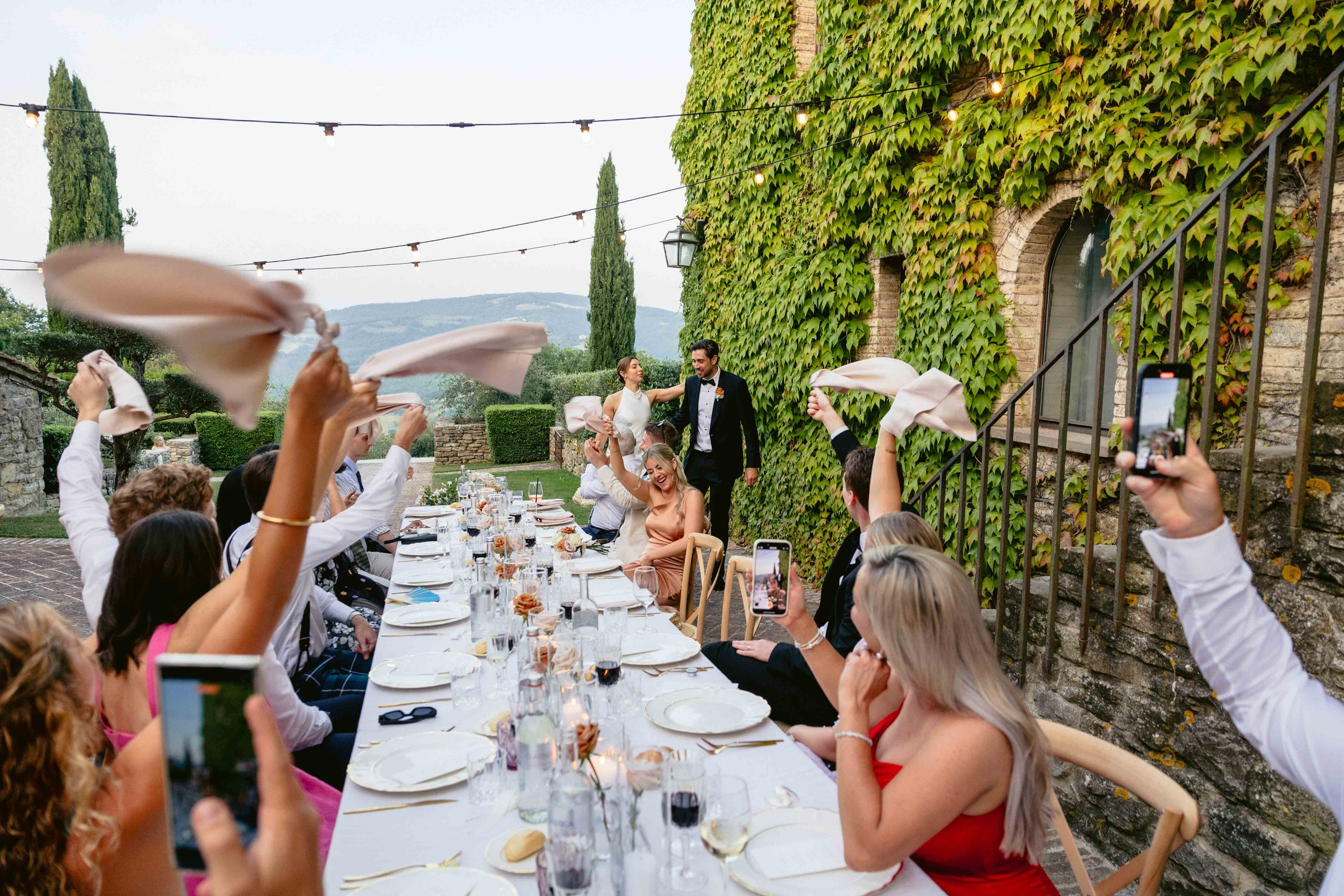 Reception dinner at Borgo Bastia Creti, a wedding venue in Tuscany Umbria