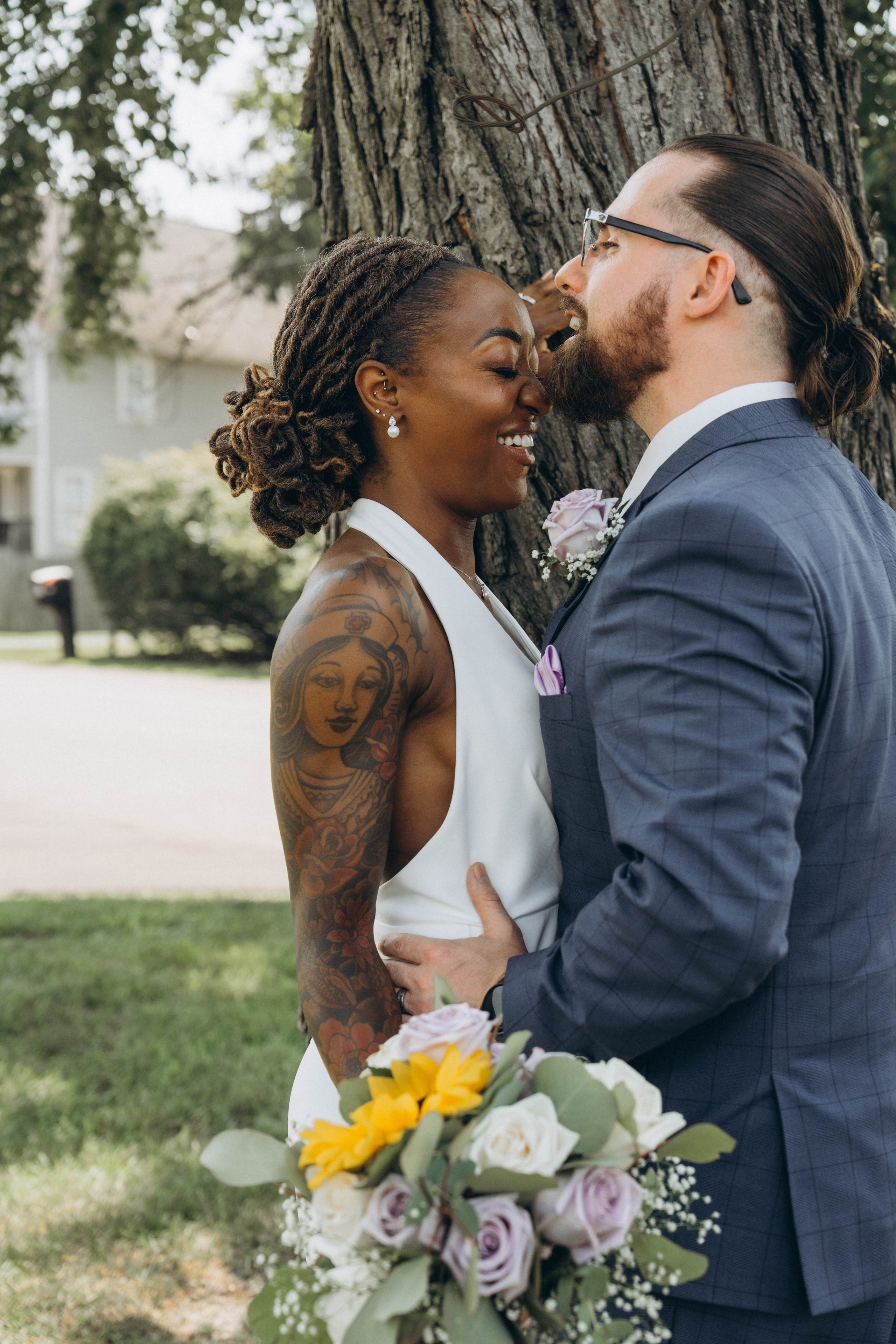 Romantic wedding couple portrait in Montgomery New York