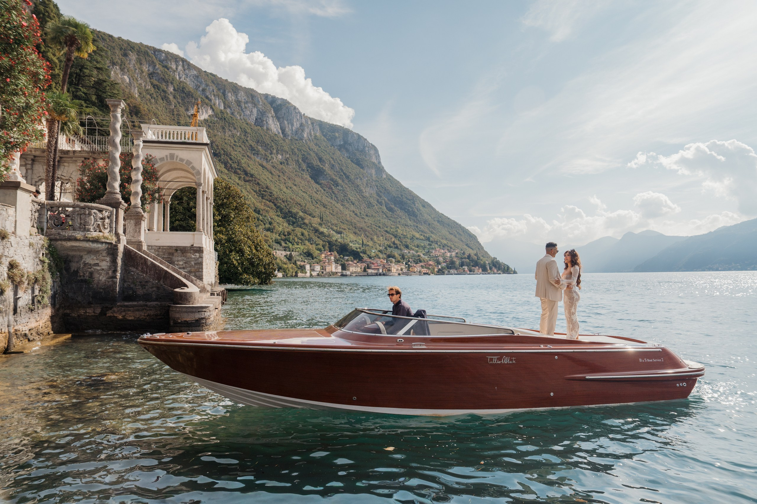 Villa Monastero + boat proposal. Wedding Photographer Lake Como Ferrari Media Production