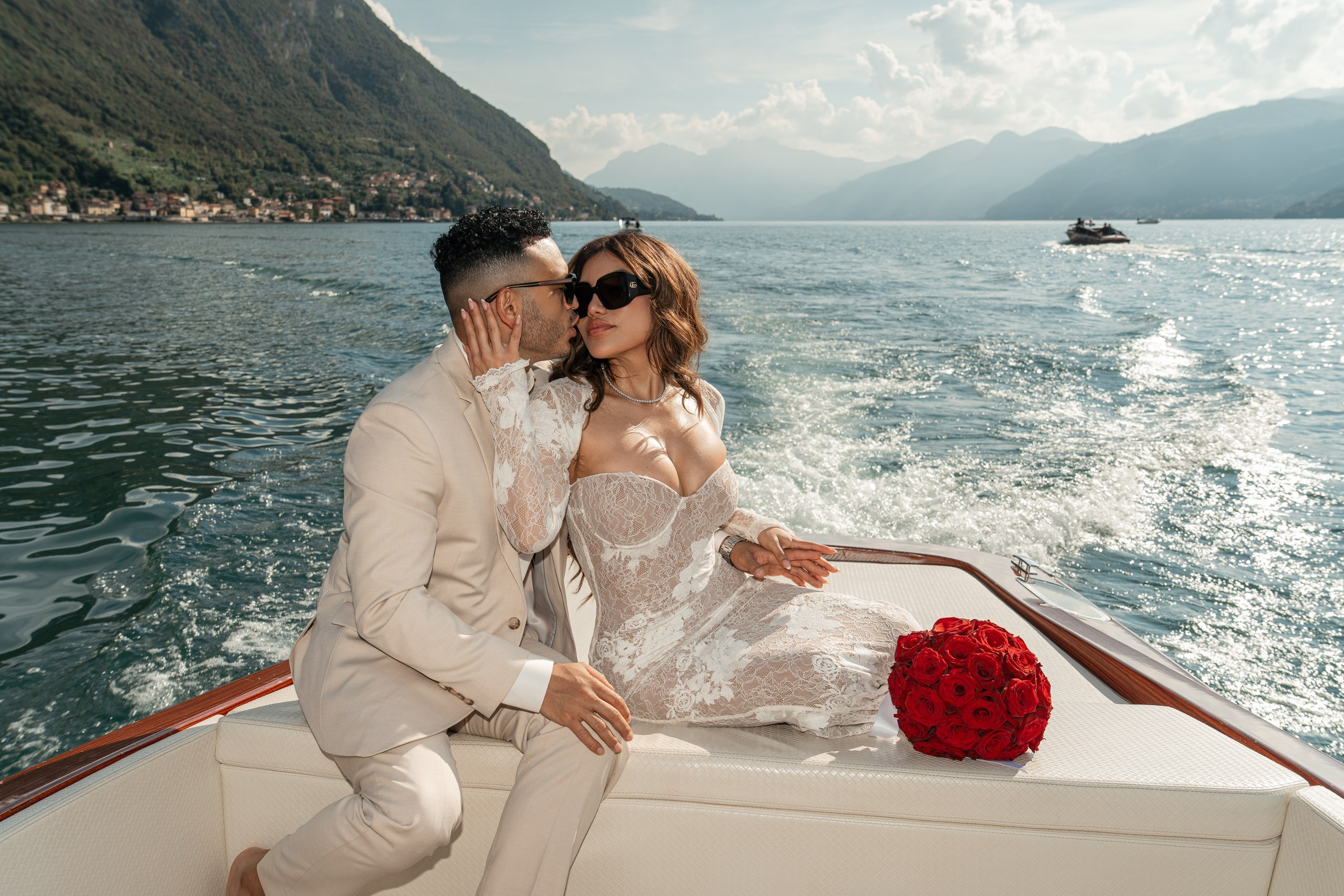 Villa Monastero + boat proposal. Wedding Photographer Lake Como Ferrari Media Production