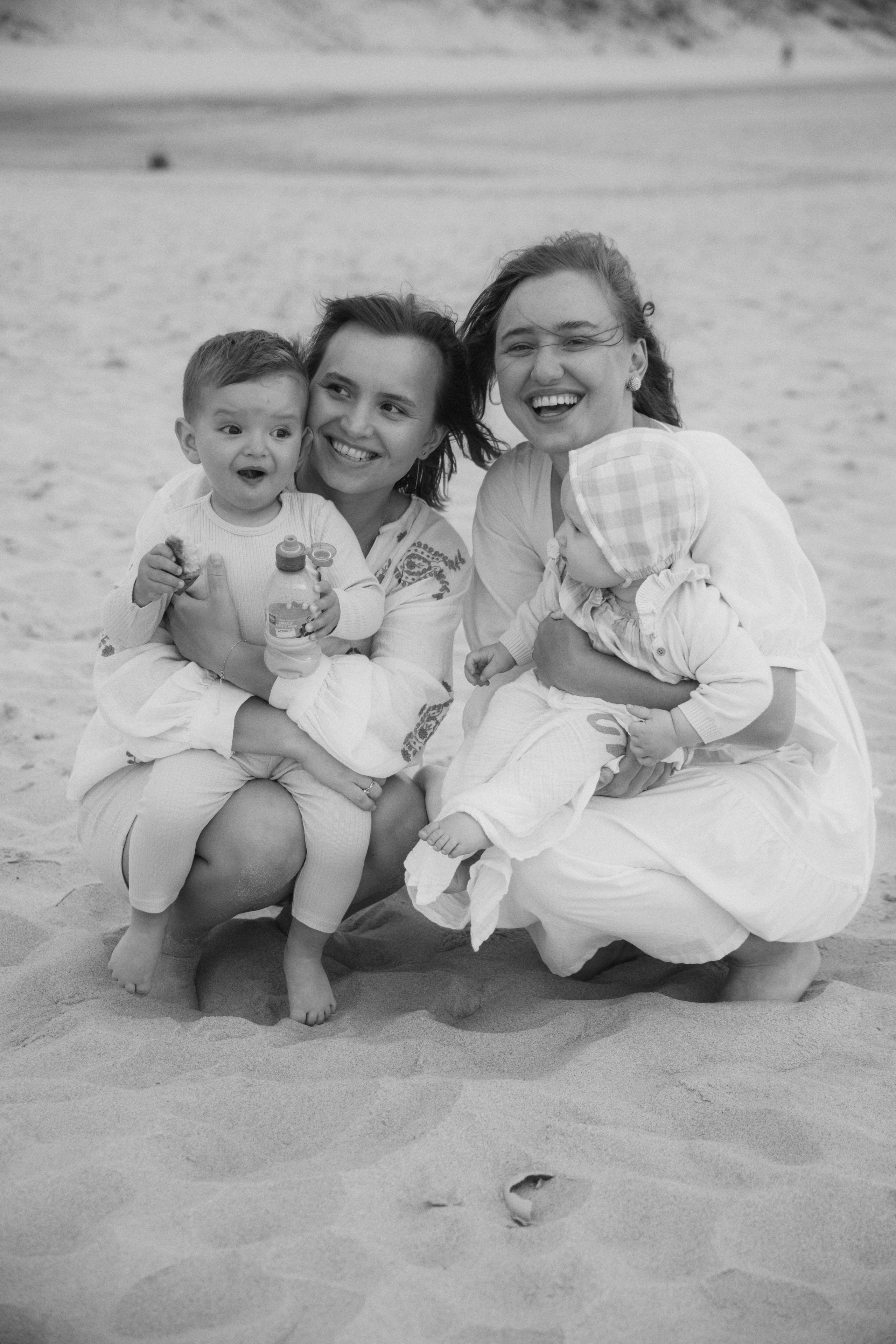 Mother and her children, family portrait