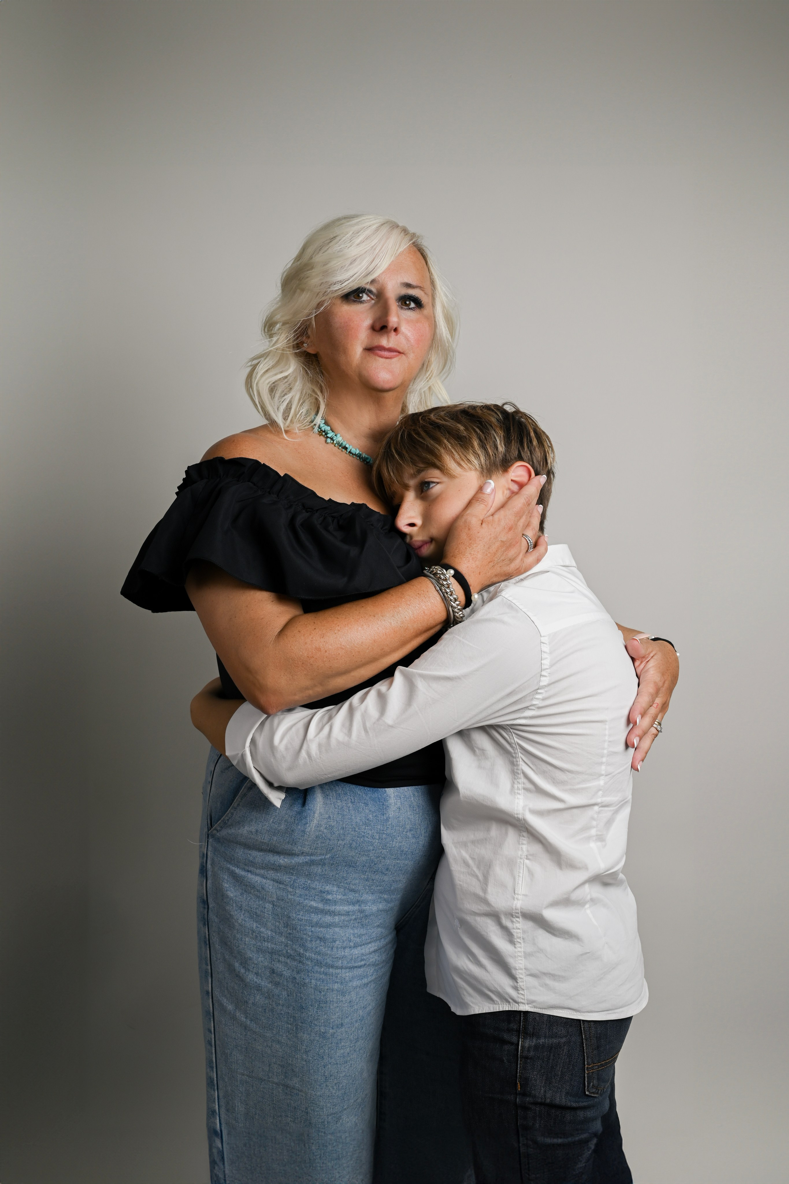 Photo Shooting in studio mother with son