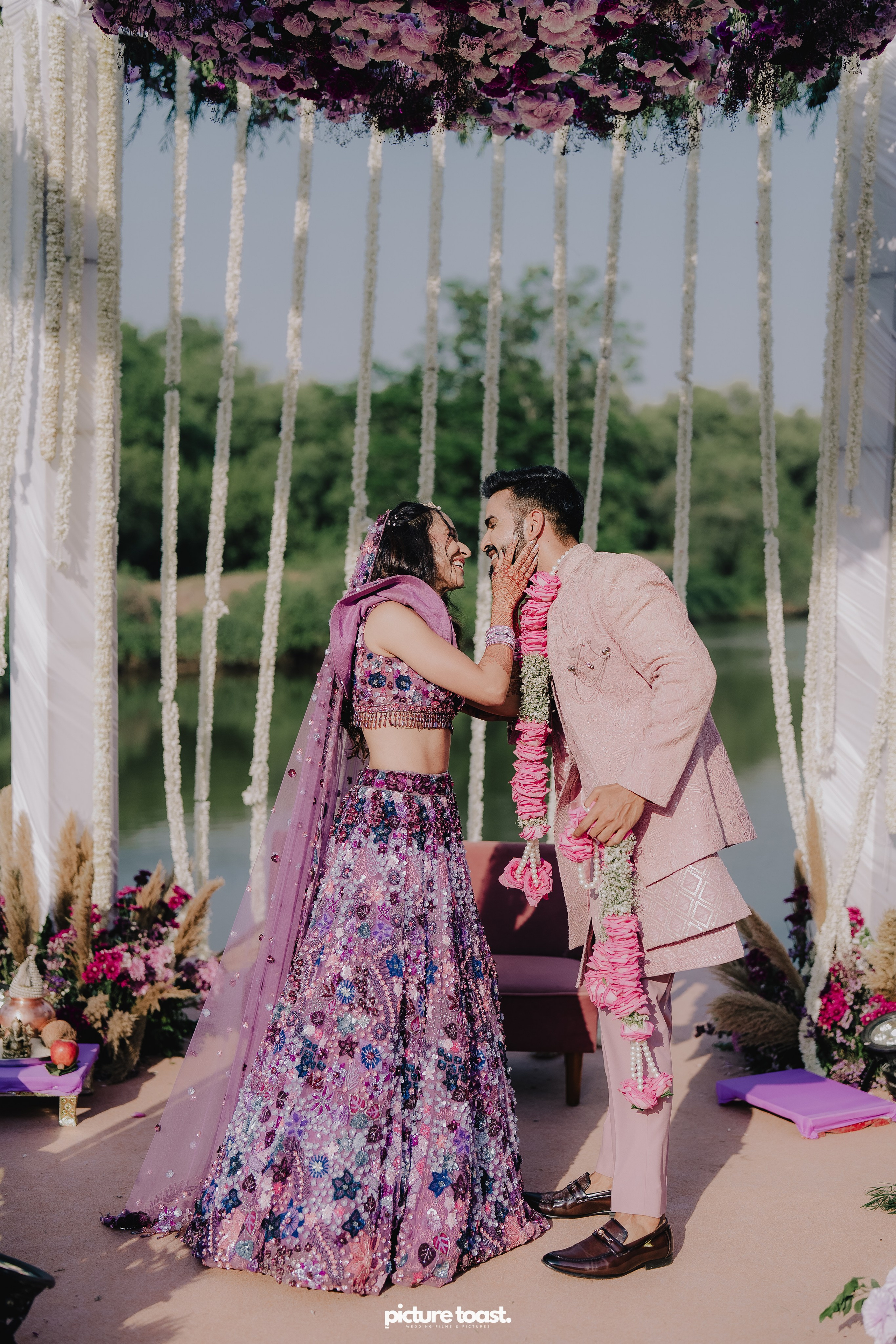 Varamala Ft. Barbie & Aneesh. Fine art Wedding Photographers in India & Canada