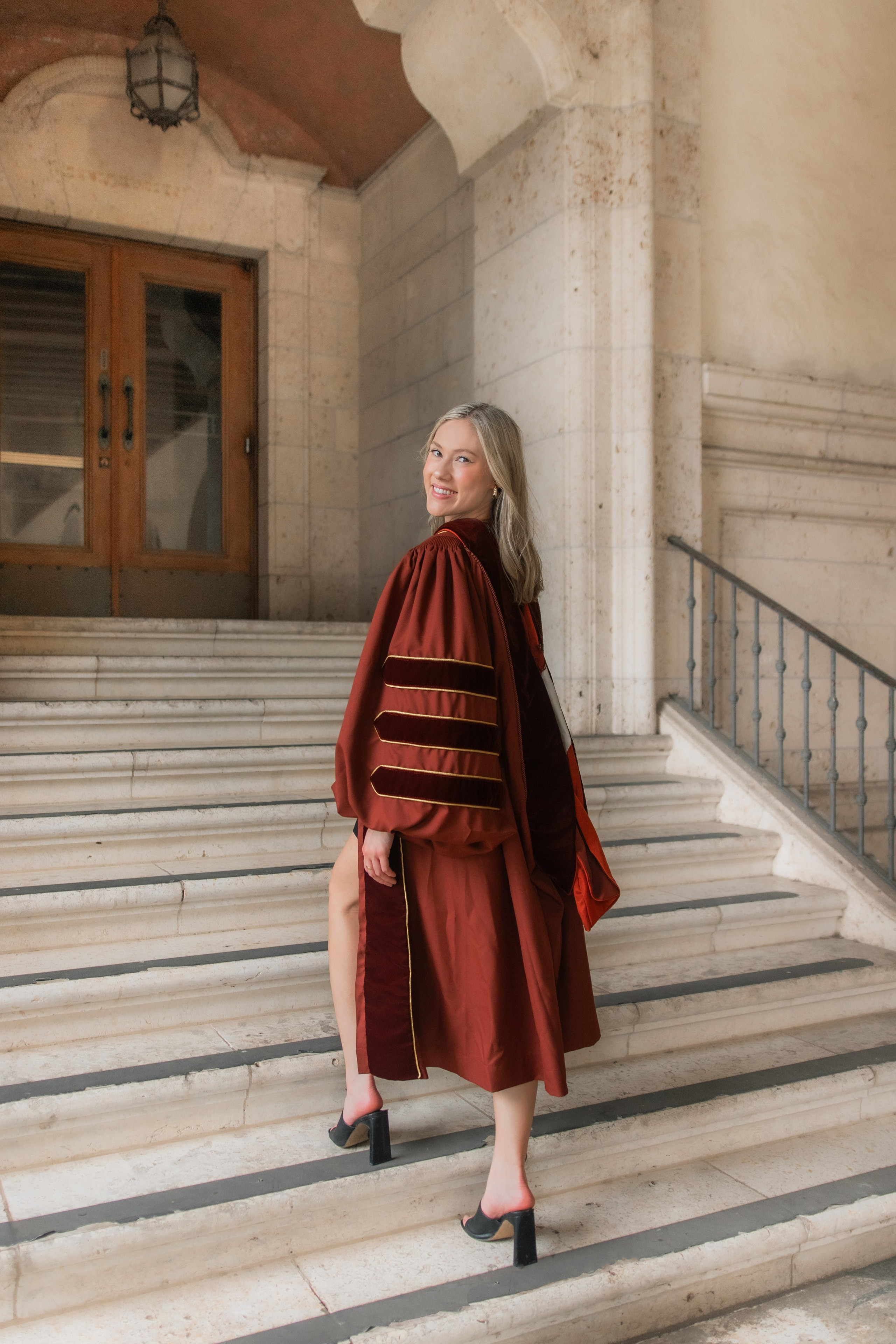 Group graduation photoshoot at the University of Texas Austin