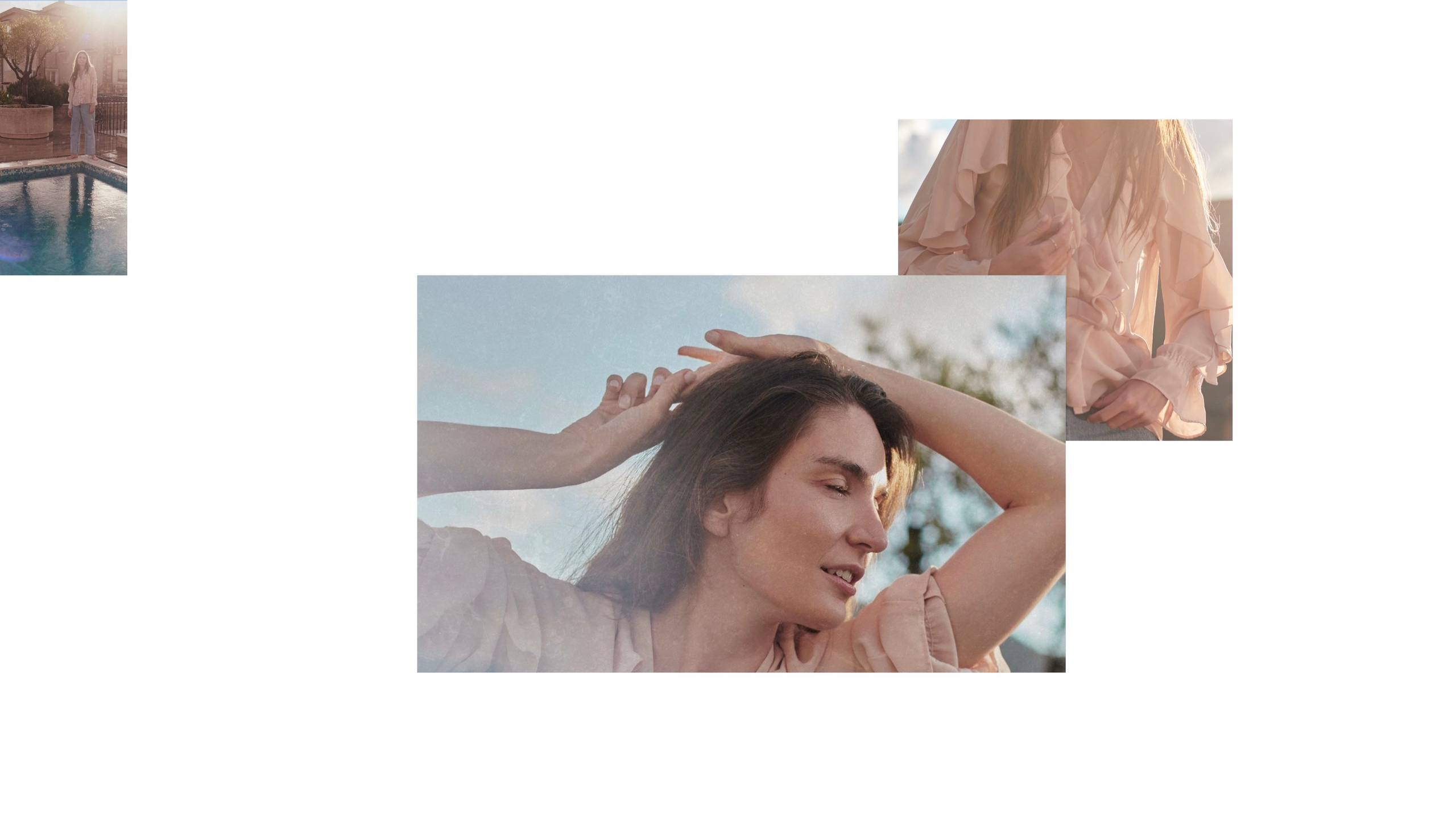 Editorial campaign for a beachwear brand, captured on the seashore in natural light