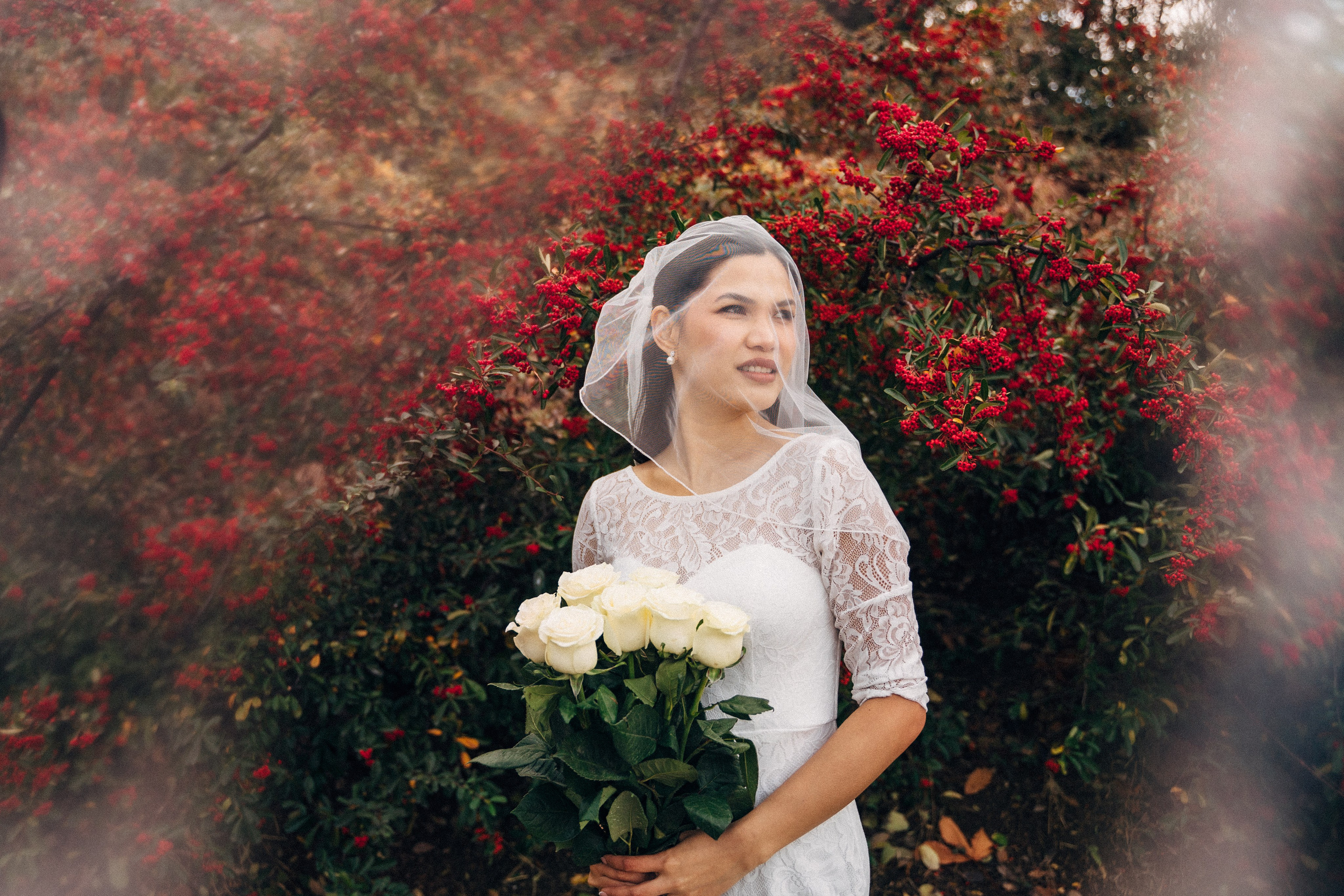 Wedding photo shoot in the Tbilisi Botanical Garden in winter