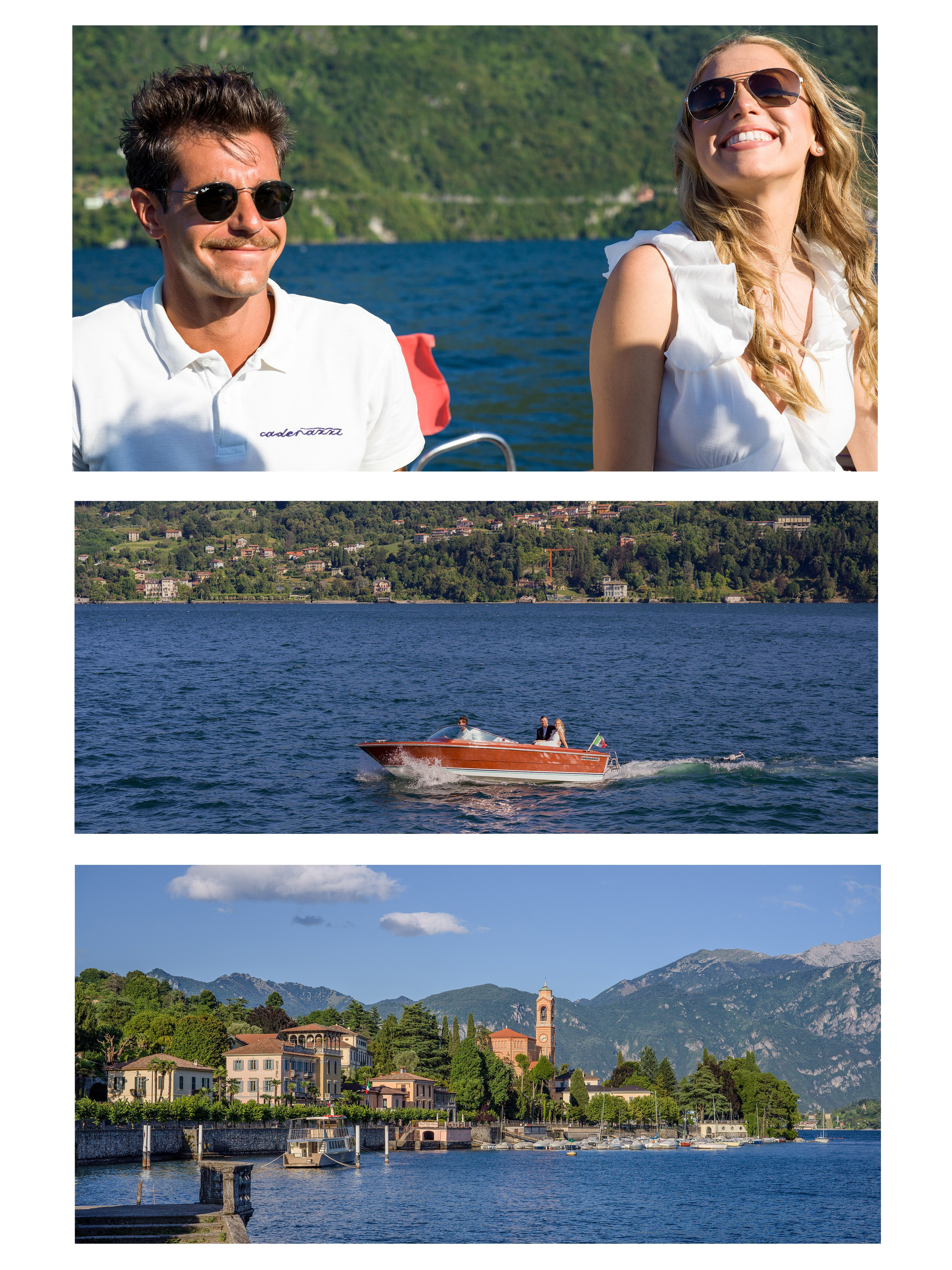 Bride and groom exchanging vows in lakeside park