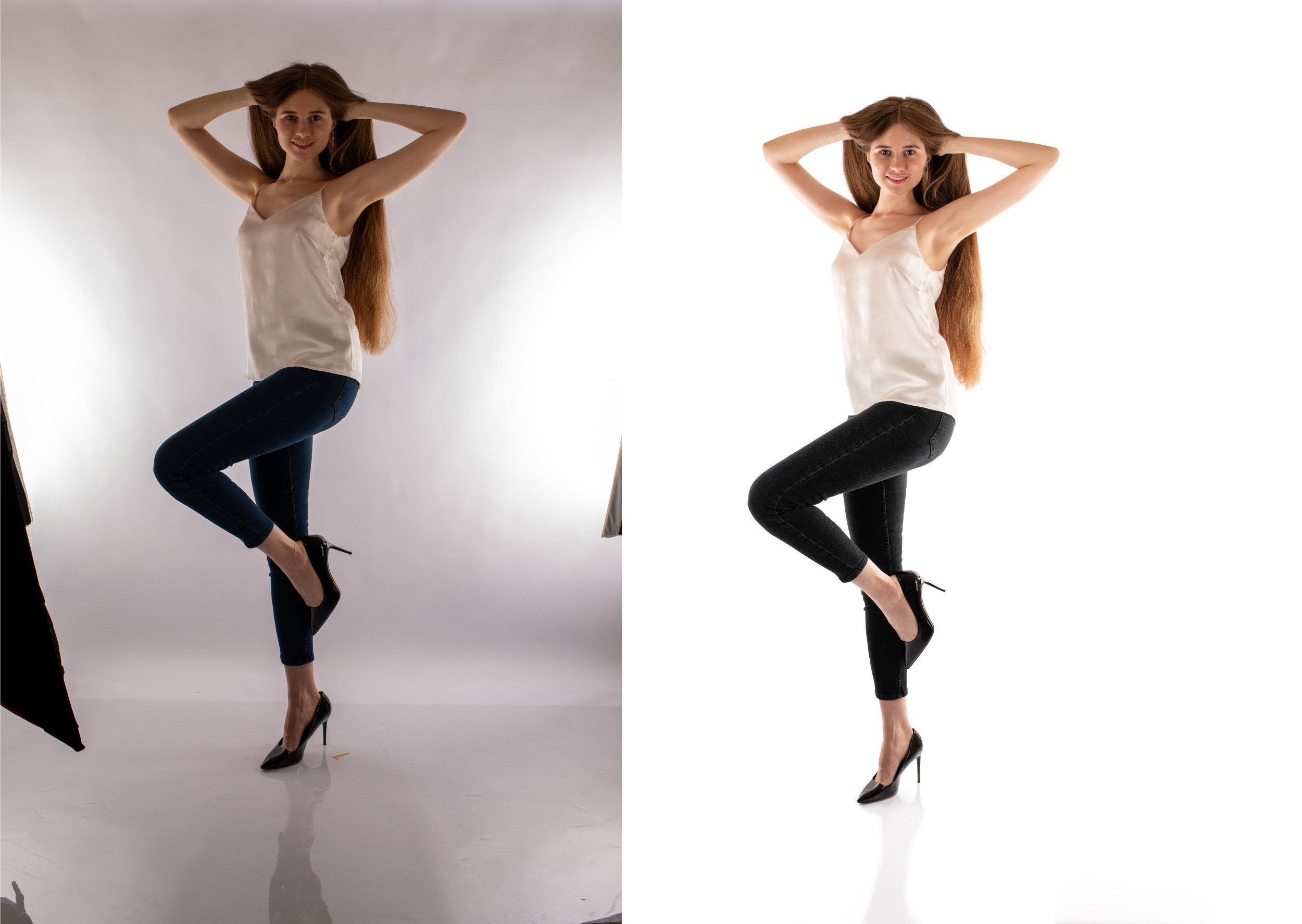 retouching on a white background