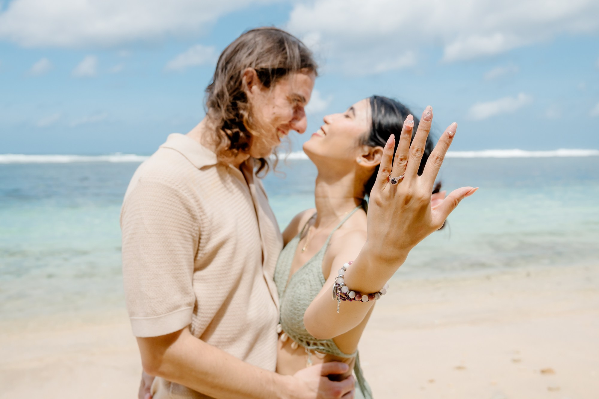 Marriage Proposal in Beach. Female Photographer in Bali