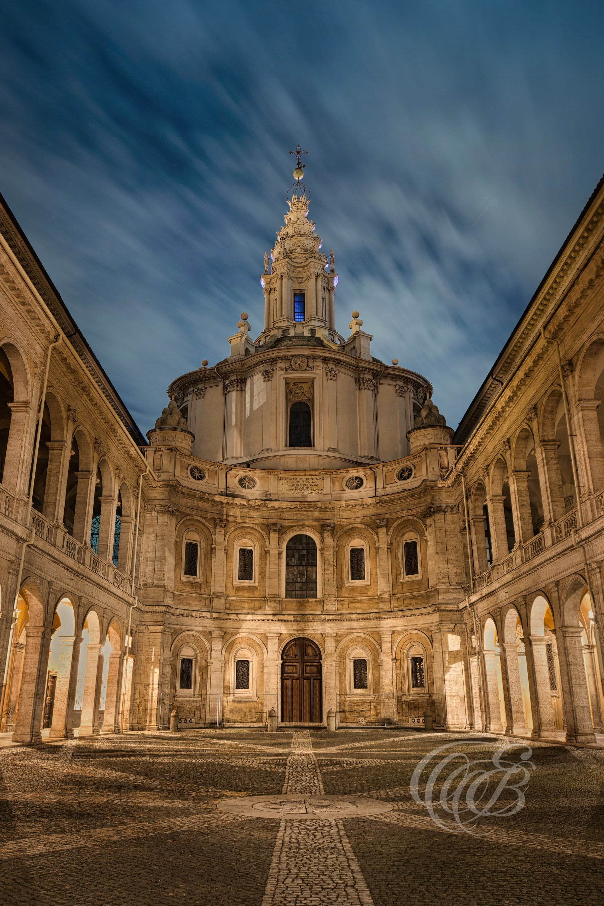 Photography of Italy — Rome, Long Exposure of Church of Saint Ivo at La Sapienza and Courtyard — Eduardo Bartoli Fine Art & Travel Photography