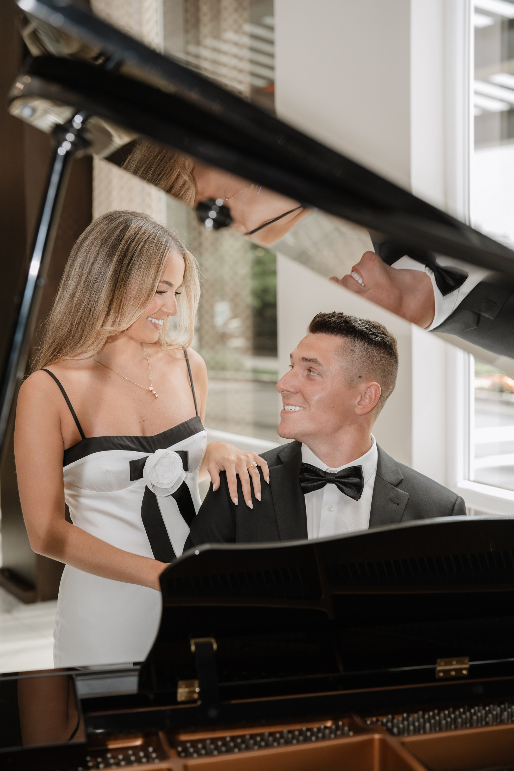 Engagement photo shoot at the hotel. Portrait and wedding photographer in New York