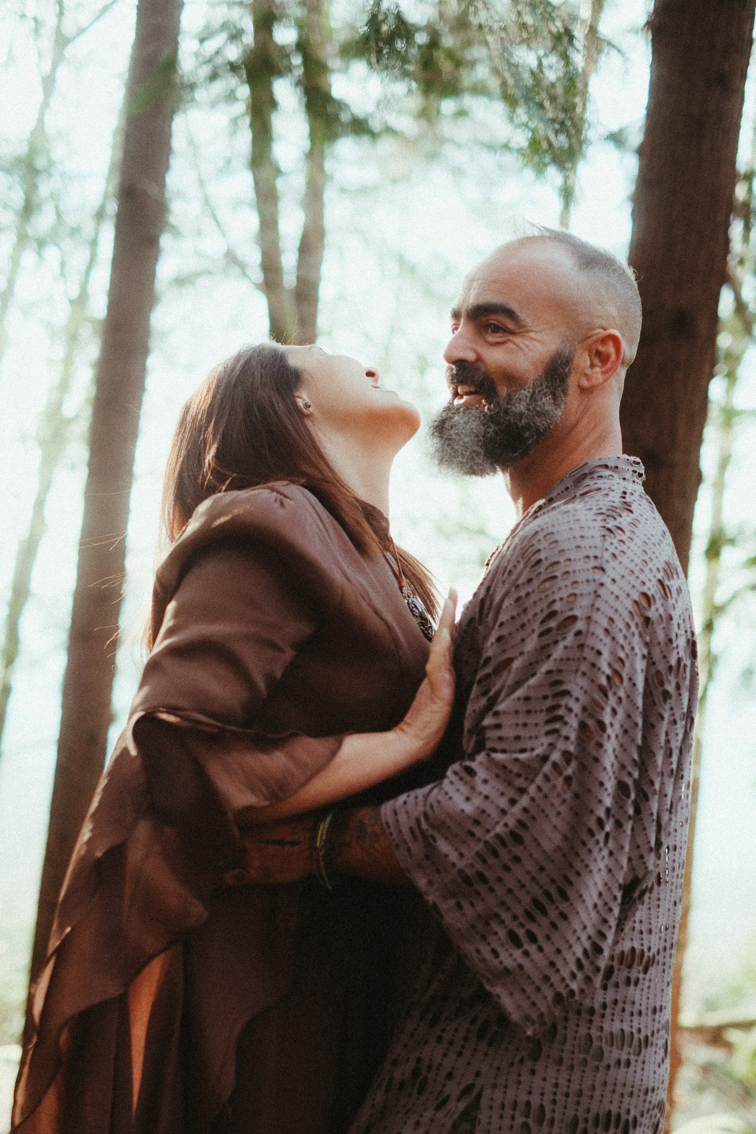 Close up couple portrait during forest elopement inspired session