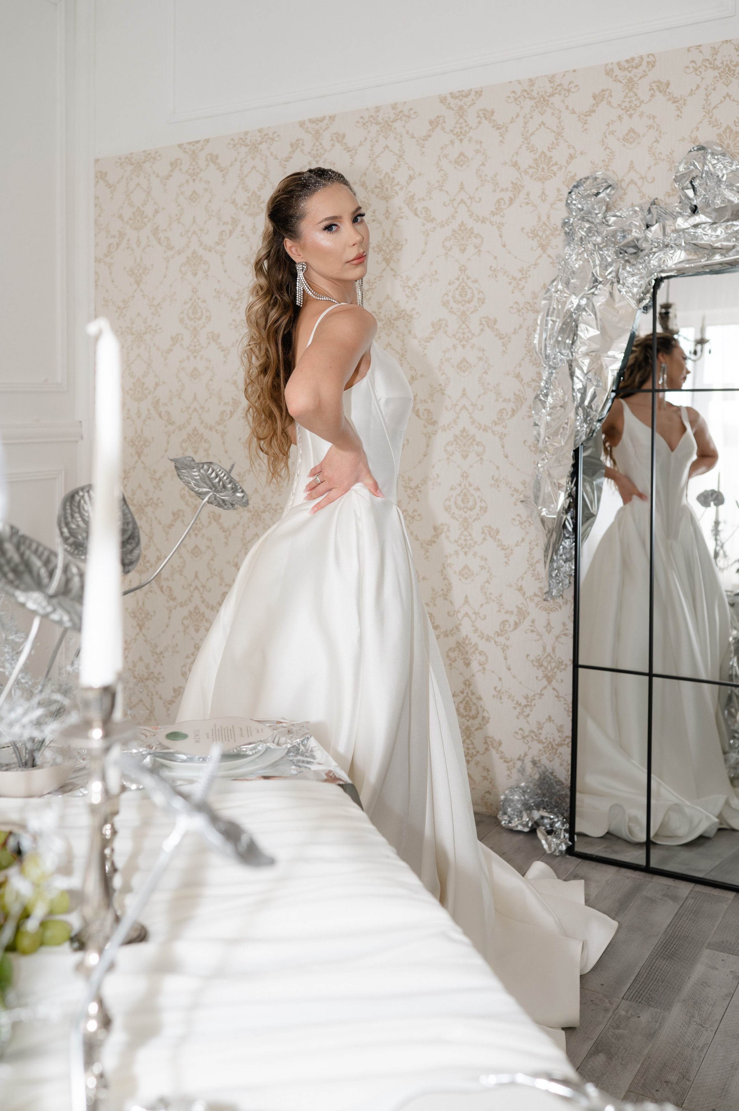 Bride with a concept silver Chrome. Alexandra Hanu Photographer