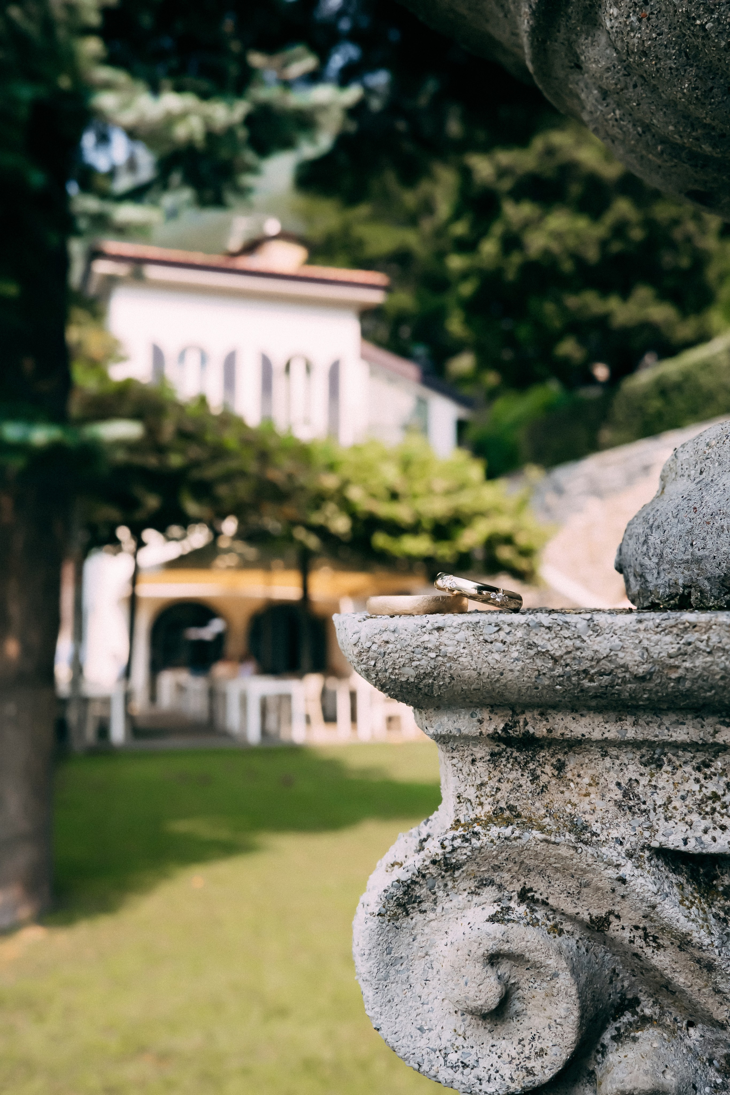 Garden details at Villa Lario overlooking Lake Como, Italy