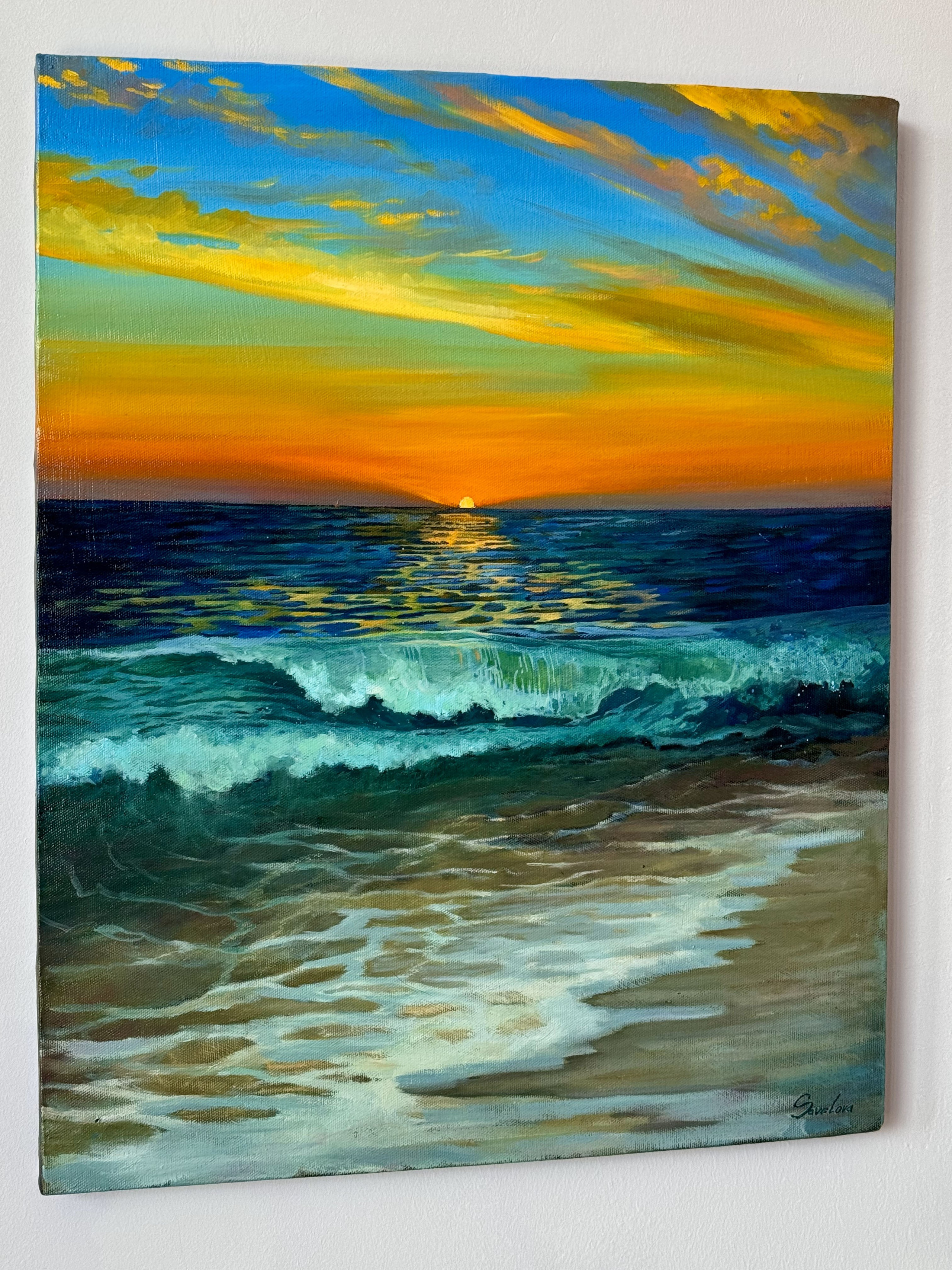 «Big wave at sunset». Художник живописец Савелова Ольга