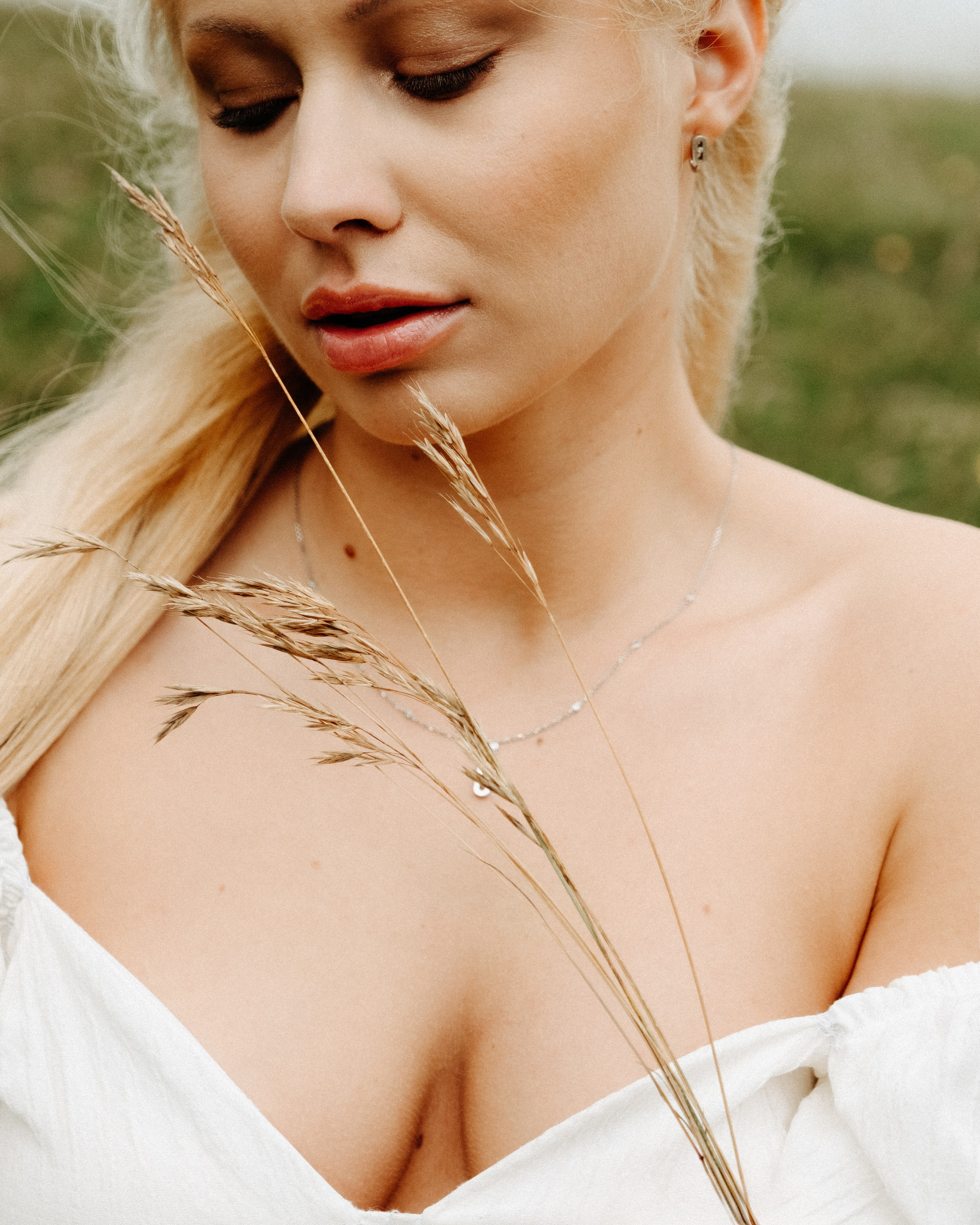 Portrait with grass detail natural outdoor setting