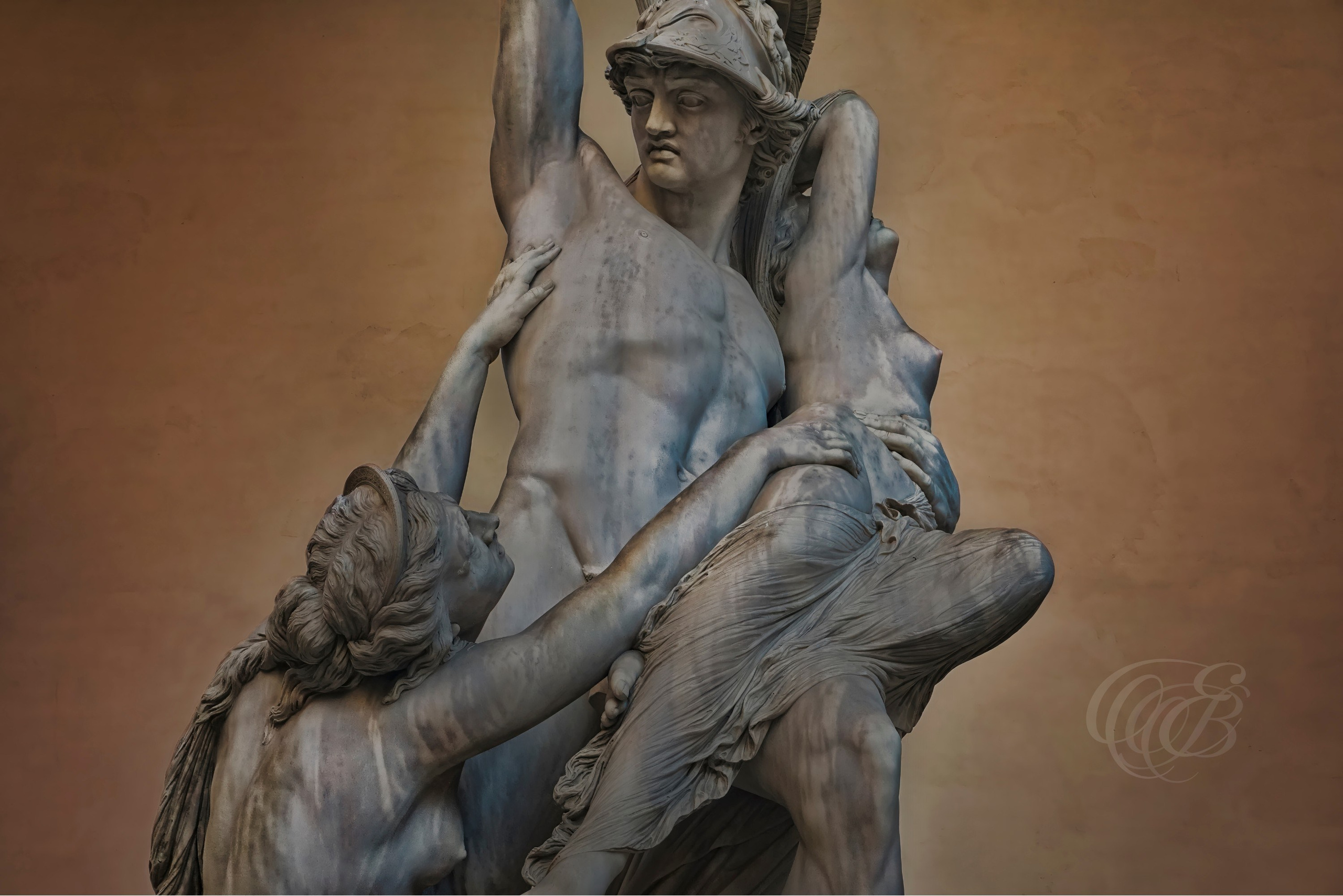 Florence, Italy — The Rape of Polyxena — Marble sculpture by Pio Fedi at the Loggia dei Lanzi in Piazza della Signoria — Photography by Eduardo Bartoli.